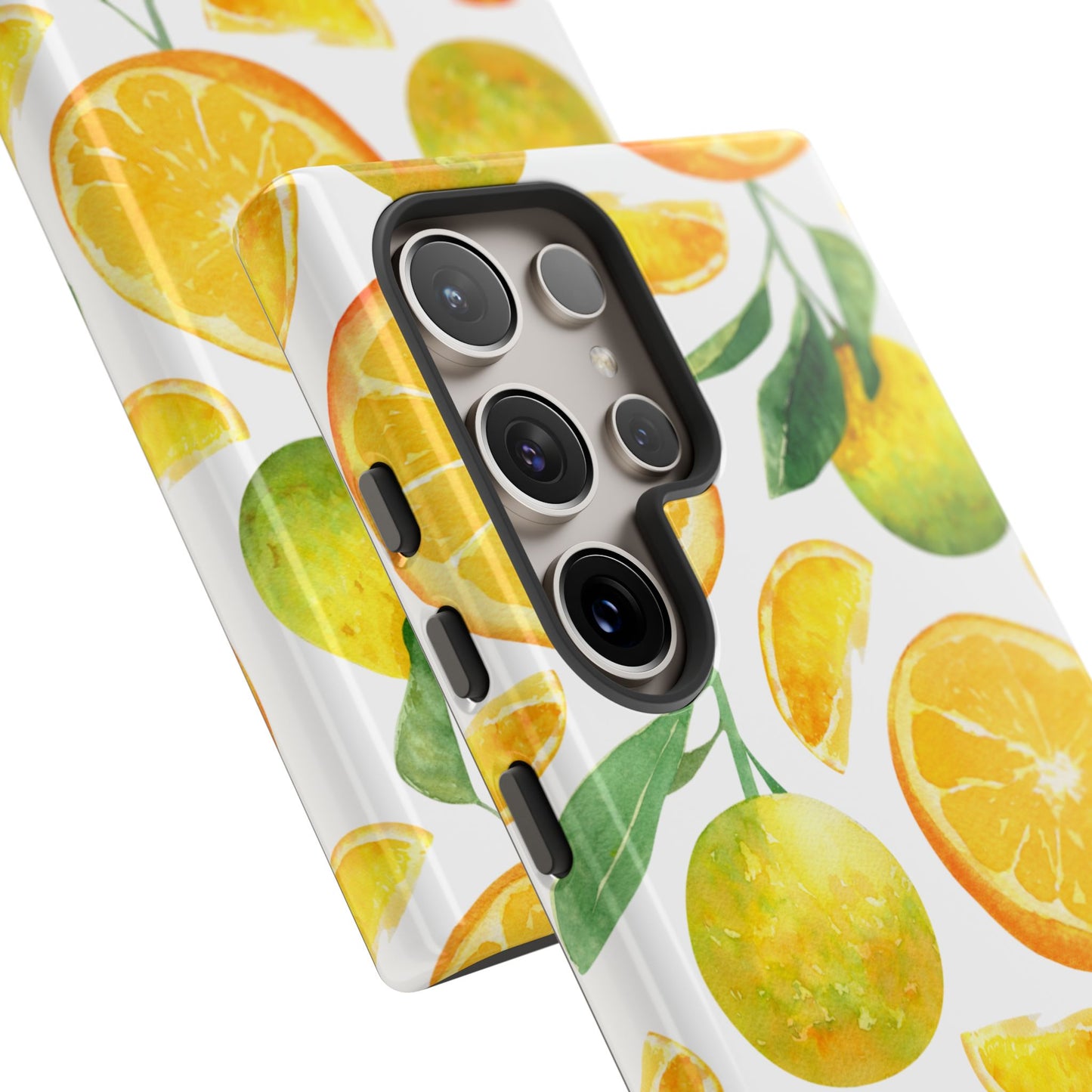 Sunny Citrus Grove Tough Samsung Galaxy Case – Watercolor Orange Design, Dual-Layer Protection