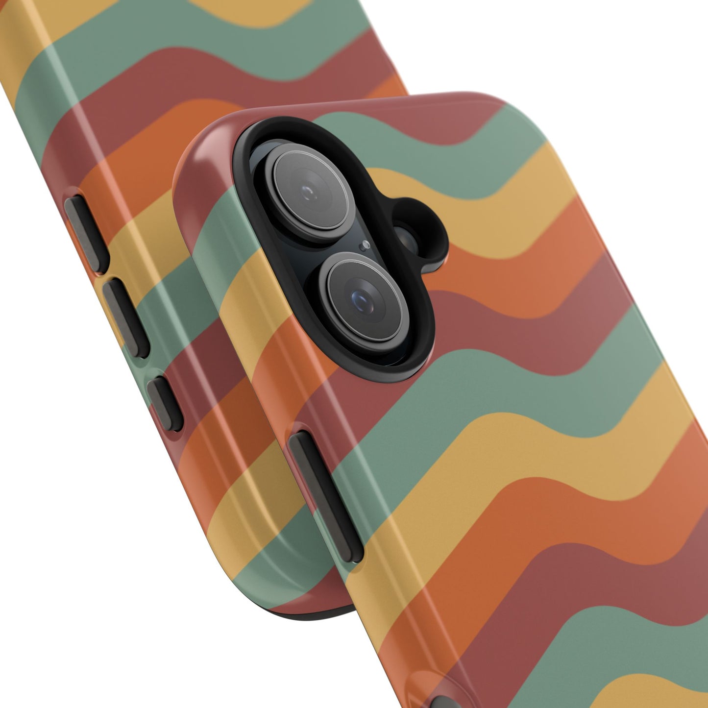 Retro Vibe Wavy Stripes iPhone Case – 70s-Inspired in Teal, Orange, and Rust