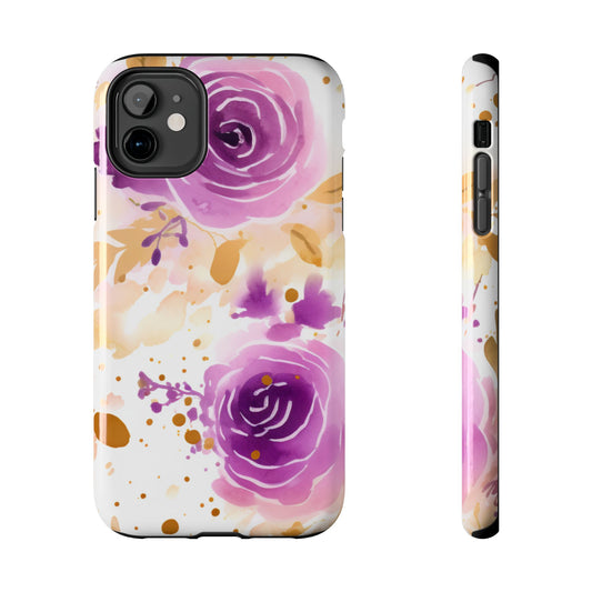 Soft Purple & Gold Floral Splash - iPhone Series Case
