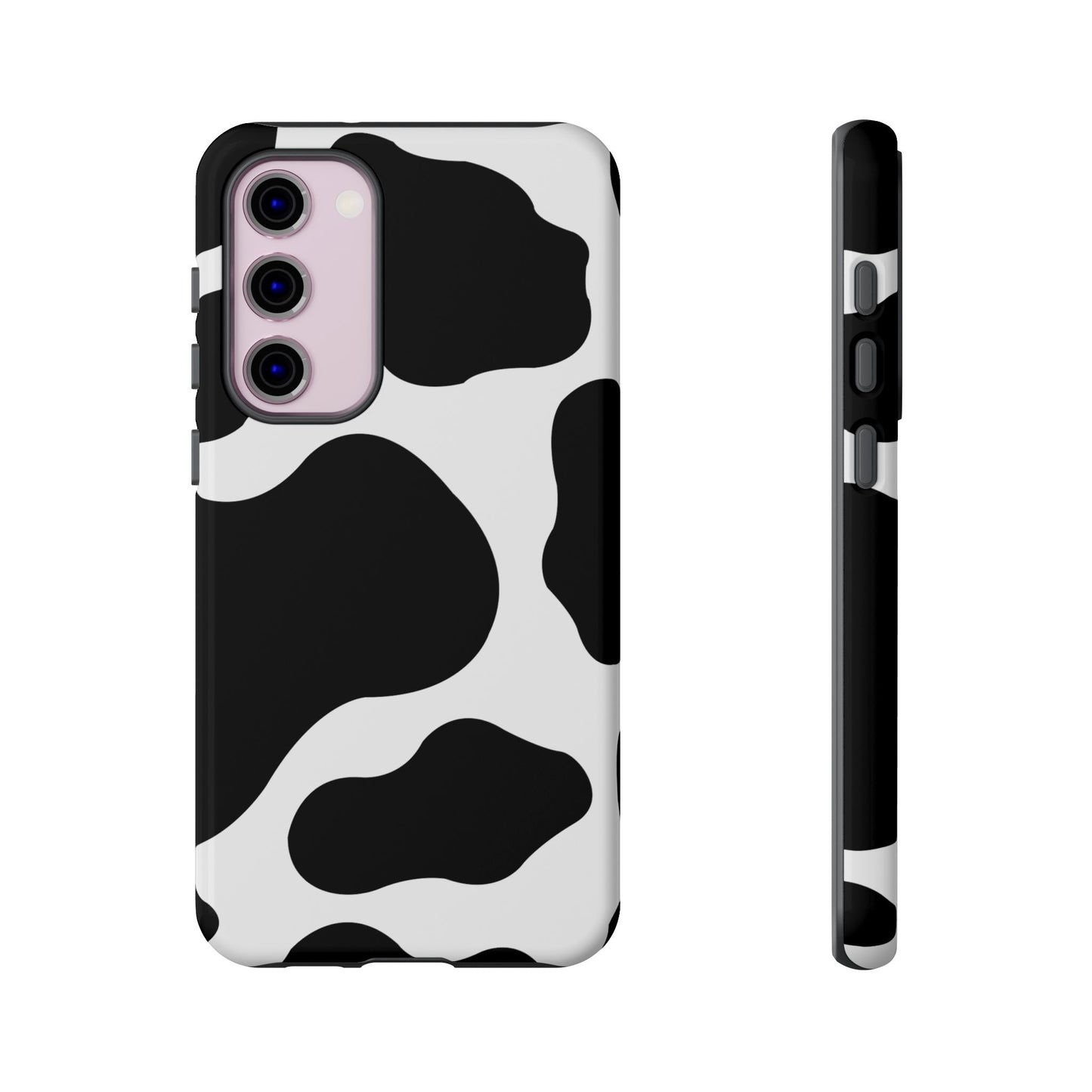 Chic Cow Print Tough Samsung Galaxy Case – Trendy Monochrome Animal Pattern with Dual-Layer Protection