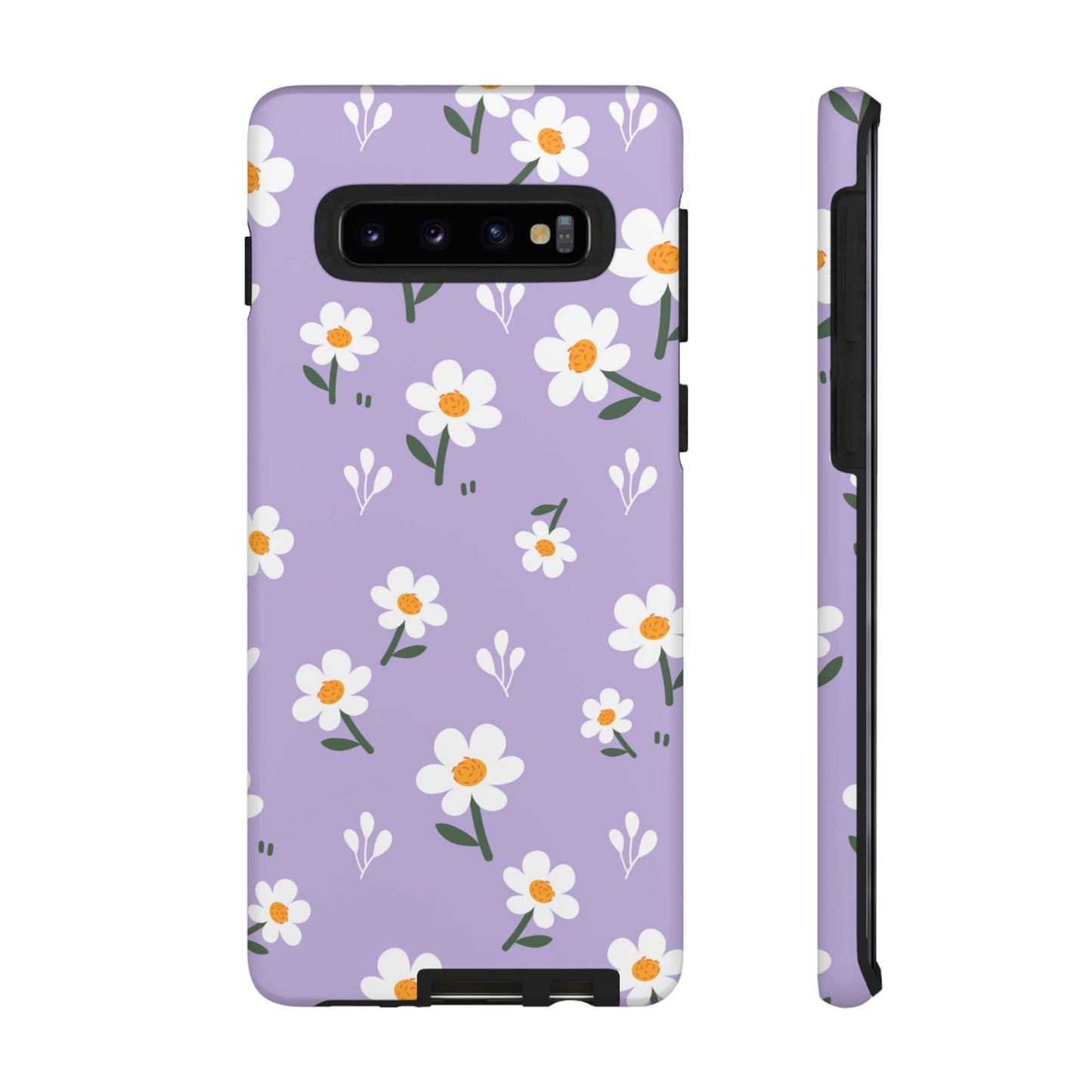 Purple Daisy Garden Samsung Galaxy Case – Soft Lavender Background, Shockproof Protection with Slim Fit