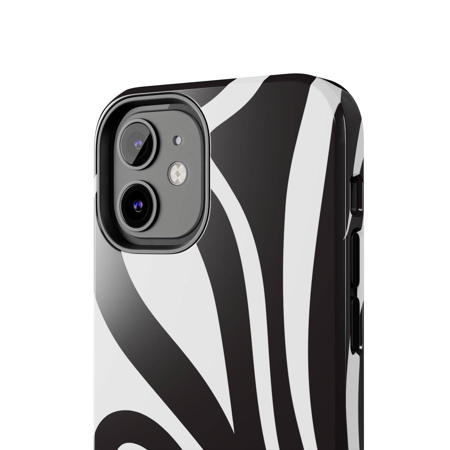 Modern Black and White Abstract Tough iPhone Case – Bold Graphic Pattern with Dual-Layer Protection