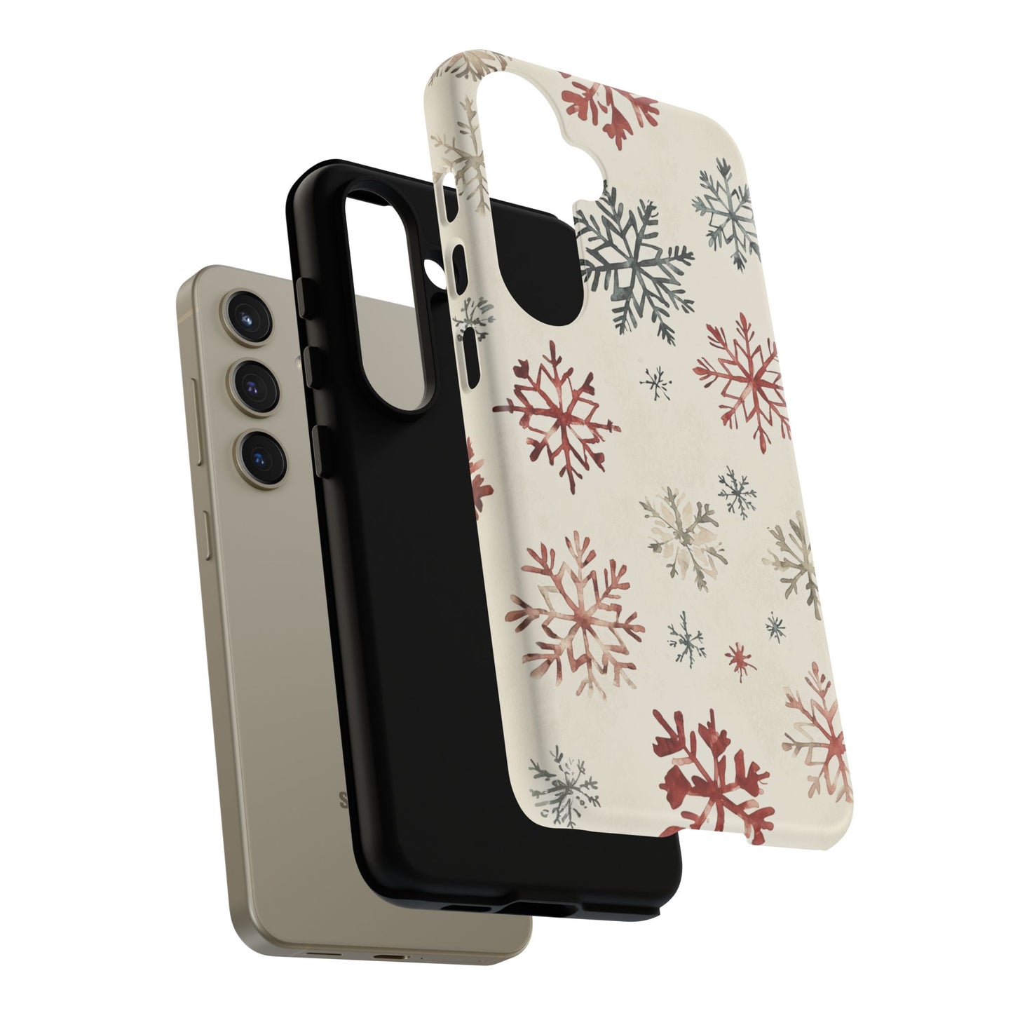 Vintage Red and Gray Snowflake Pattern – Samsung Galaxy Series Case