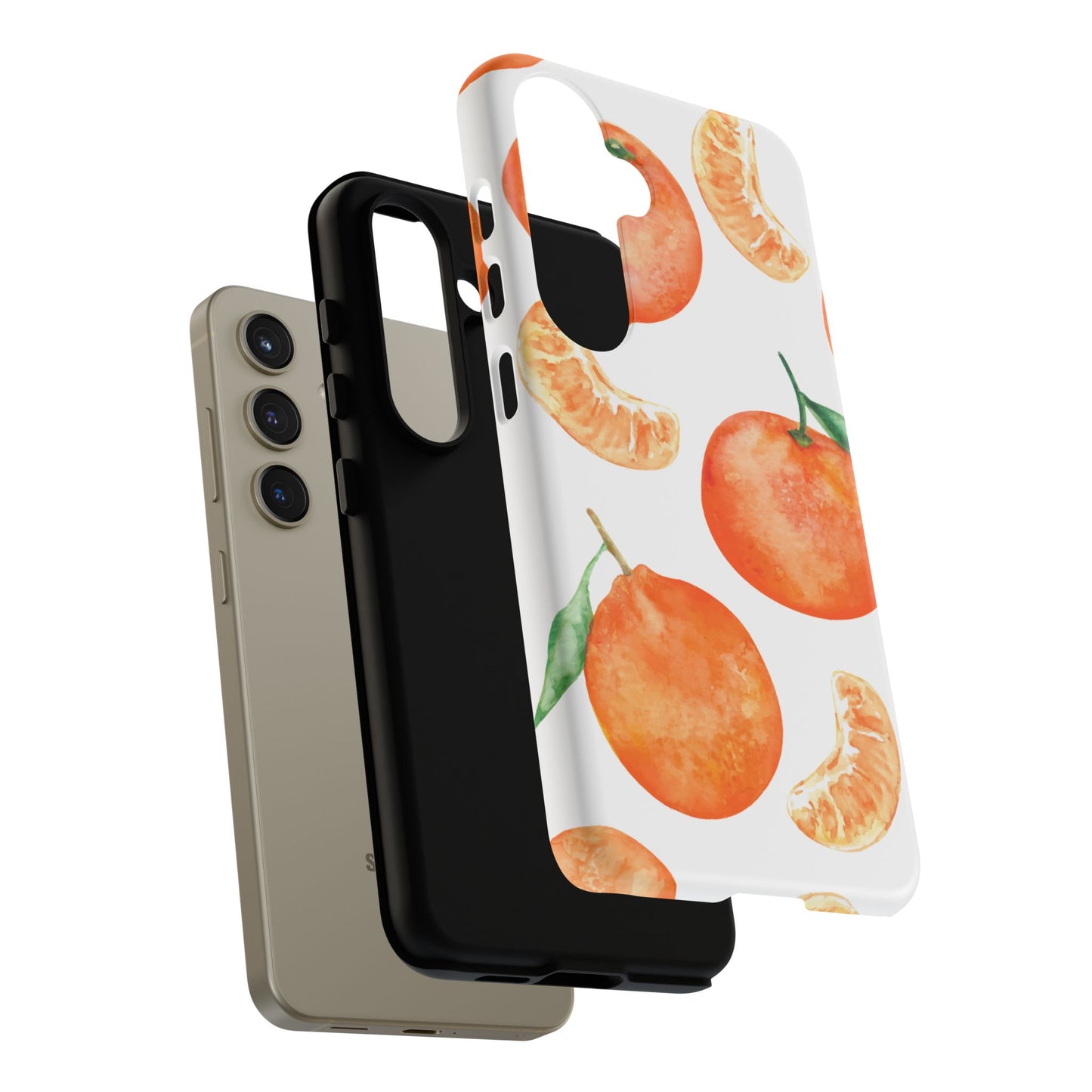 Tangerine Dreams Tough Samsung Galaxy Case – Watercolor Orange Design, Shockproof Dual Protection