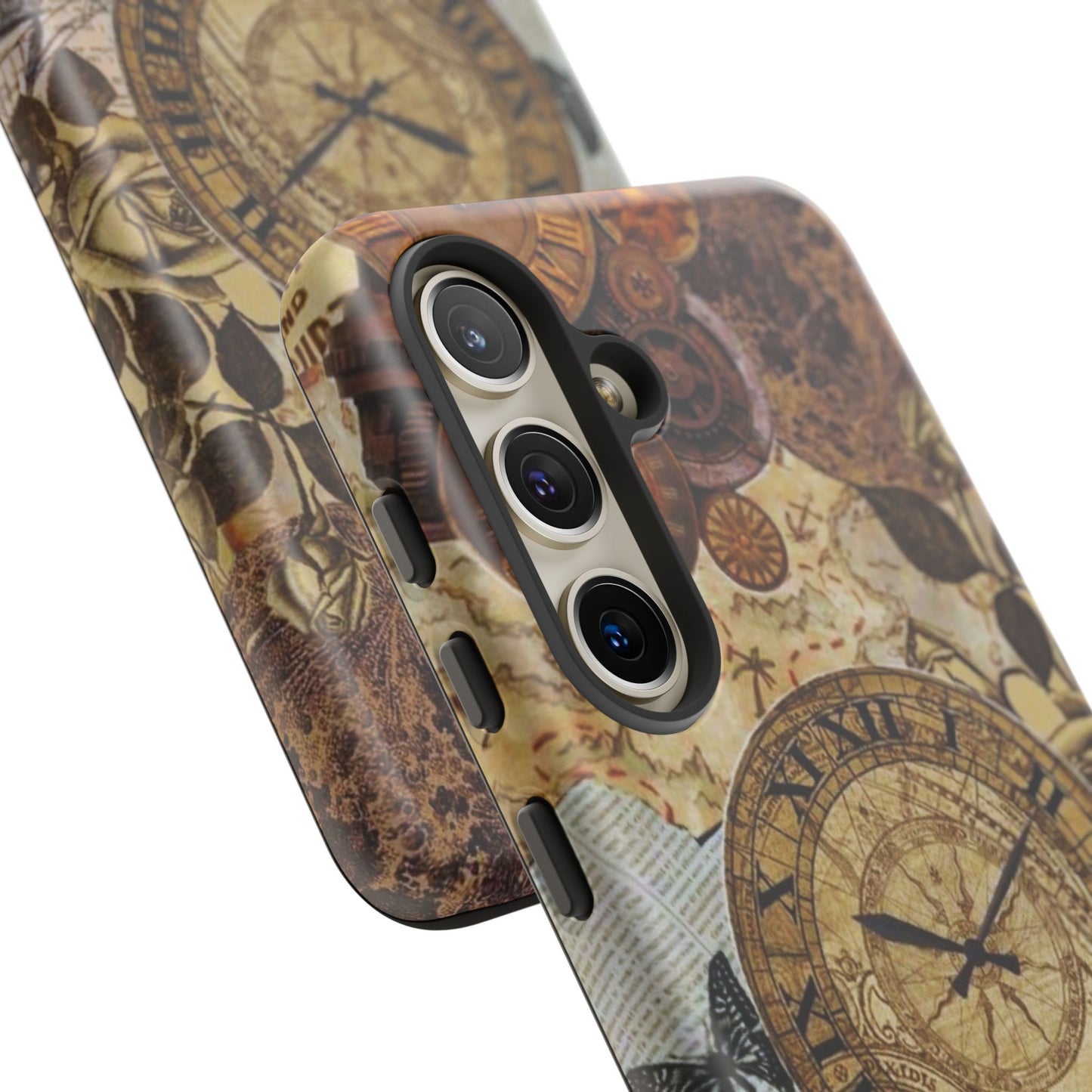 Steampunk Vintage Adventure Samsung Galaxy Case – Dual-Layer Protection with Antique Map and Clock Design