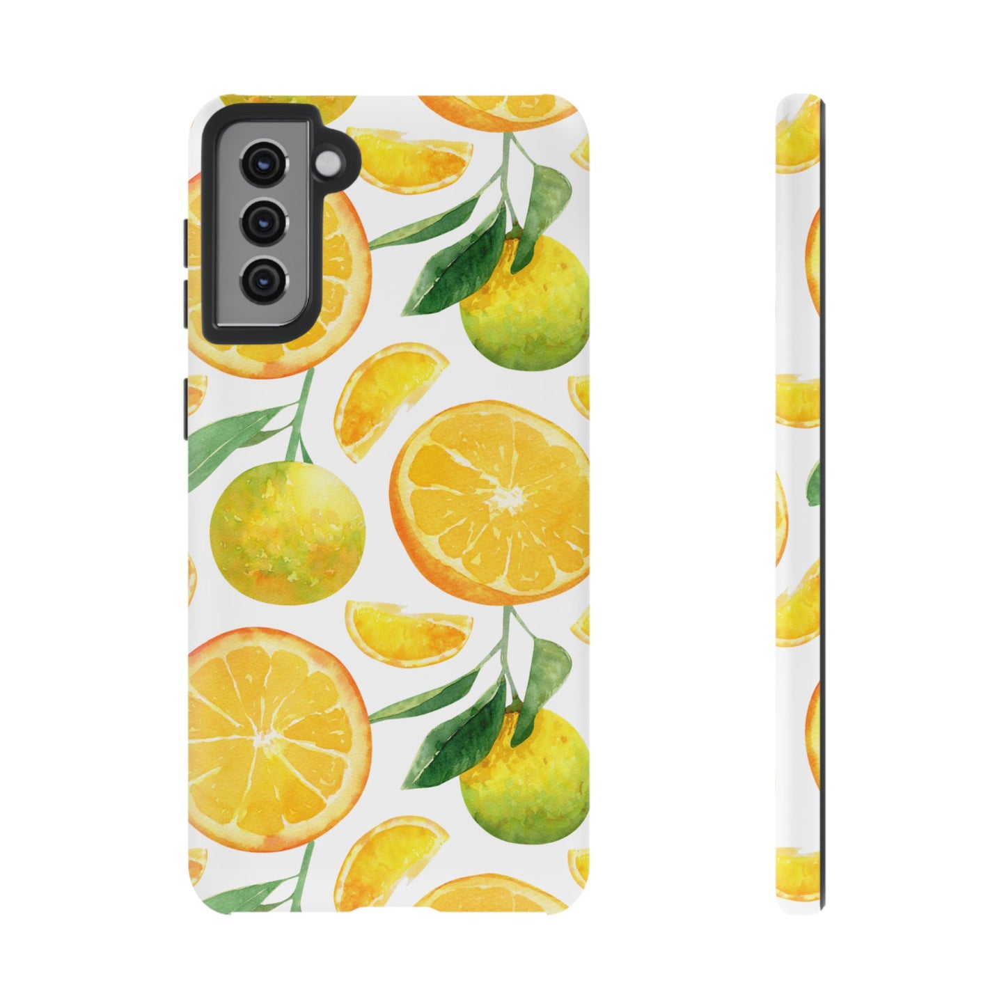 Sunny Citrus Grove Tough Samsung Galaxy Case – Watercolor Orange Design, Dual-Layer Protection
