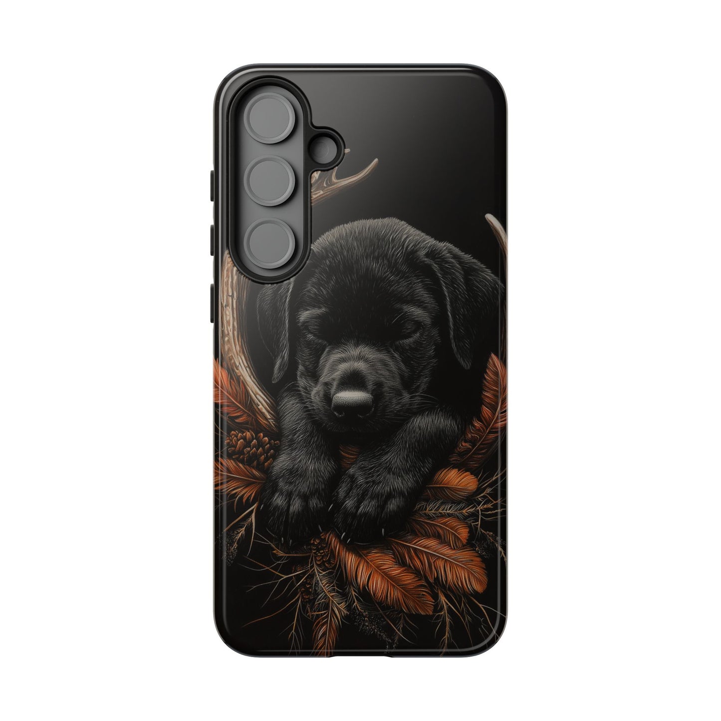 Charming Black Labrador Puppy on Feathers Samsung Galaxy Case