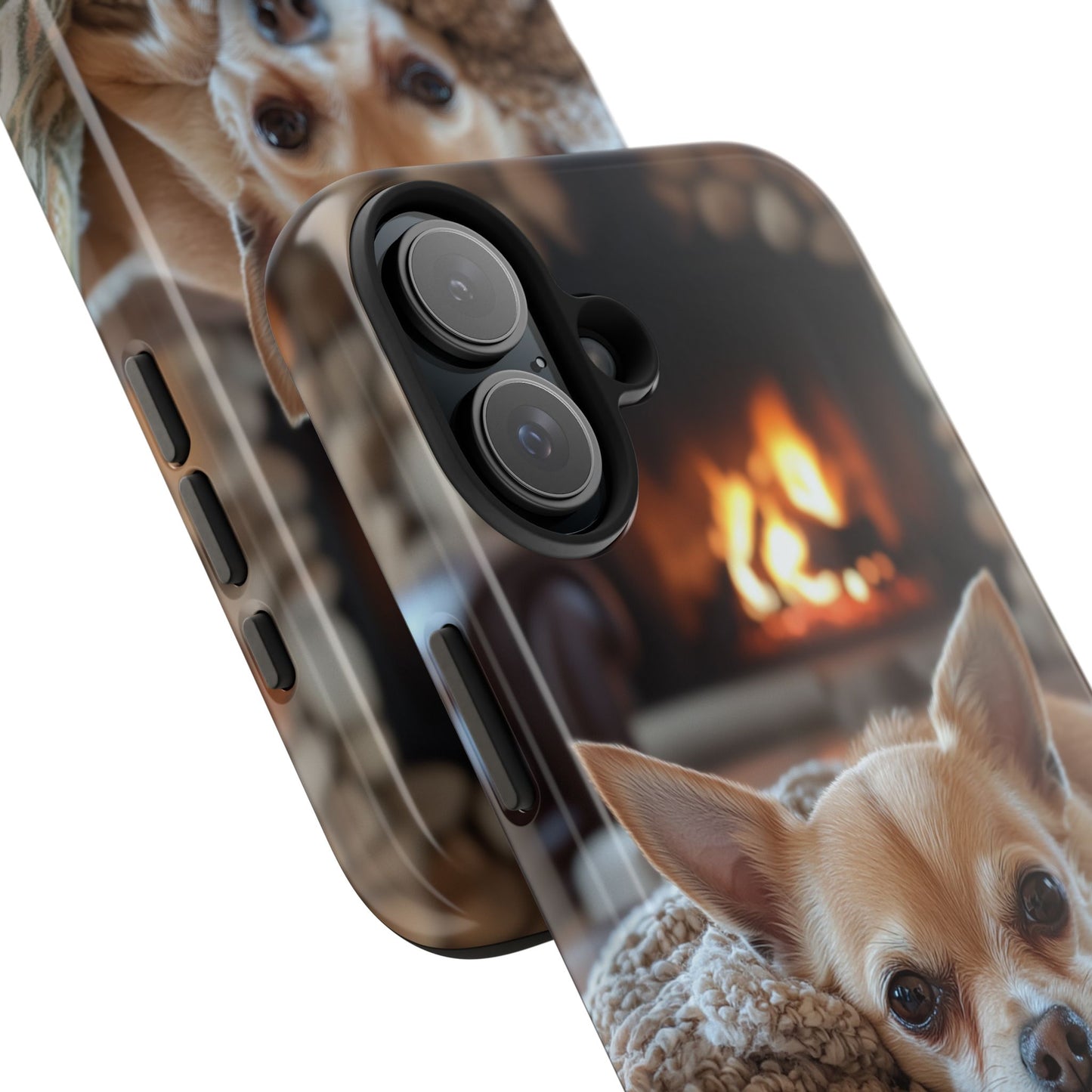 Relaxing Chihuahua by Fireplace iPhone Case – Warm and Stylish Protection