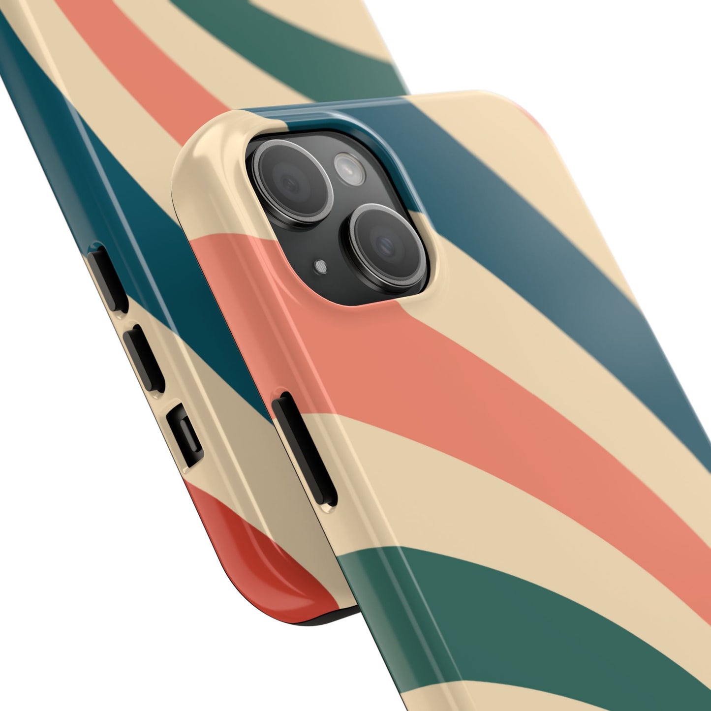 Retro Sunburst Swirl iPhone Case – Dual-Layer Protection with Bold 70s Vibes