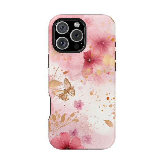 Blush Pink Floral Butterfly - MagSafe iPhone Case - BOGO Cases