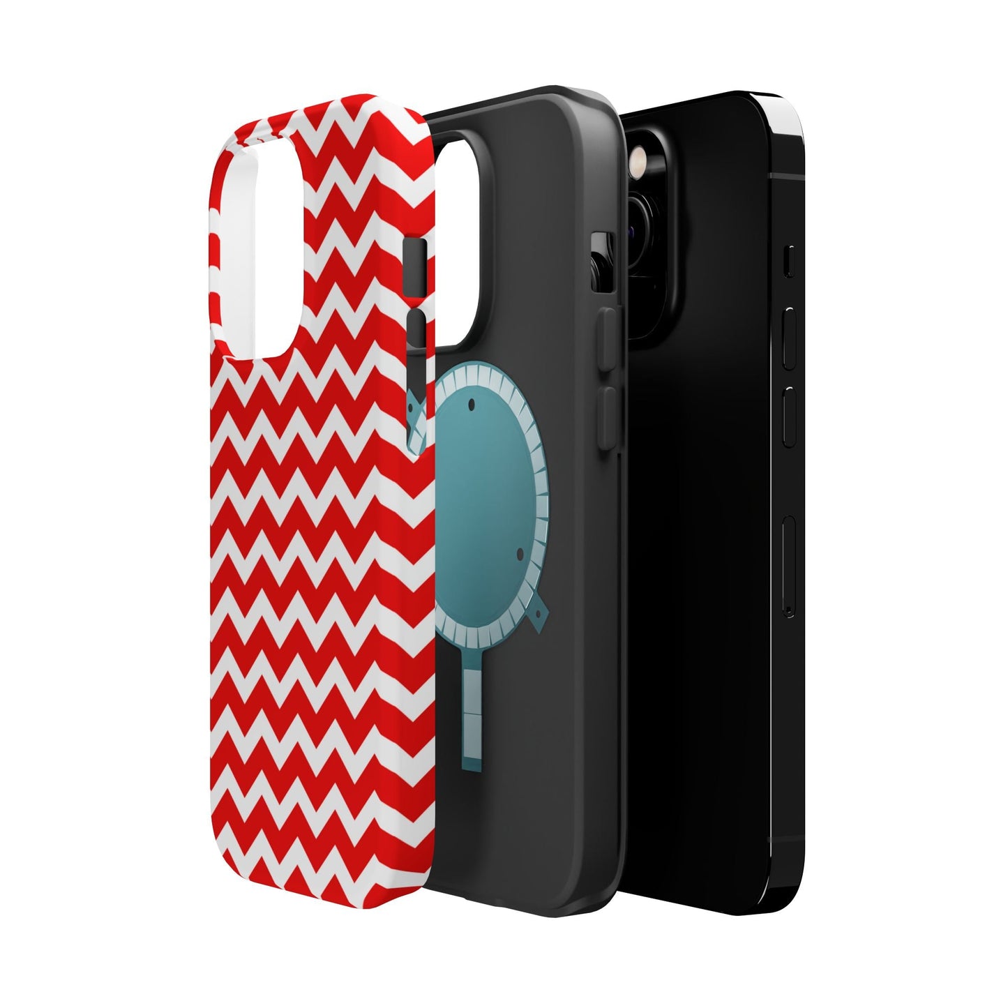 Bold Red & White Chevron – Modern Geometric MagSafe iPhone Case - BOGO Cases