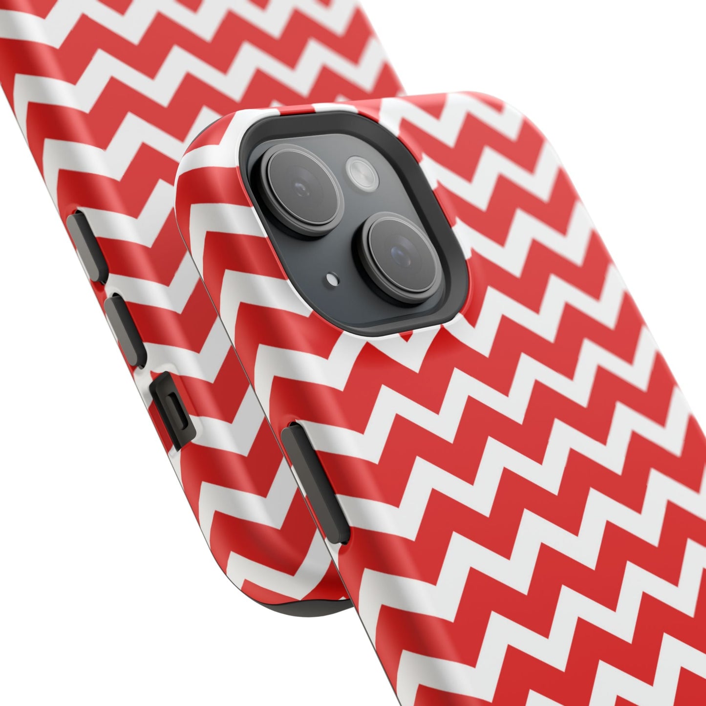 Bold Red & White Chevron – Modern Geometric MagSafe iPhone Case - BOGO Cases