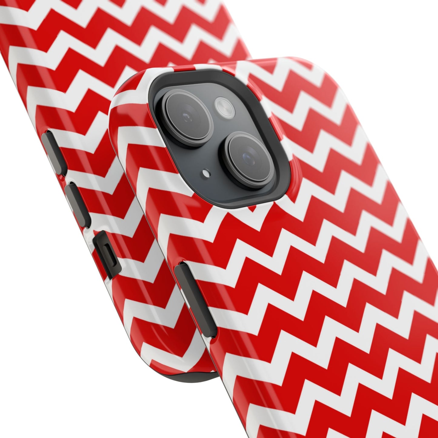 Bold Red & White Chevron – Modern Geometric MagSafe iPhone Case - BOGO Cases