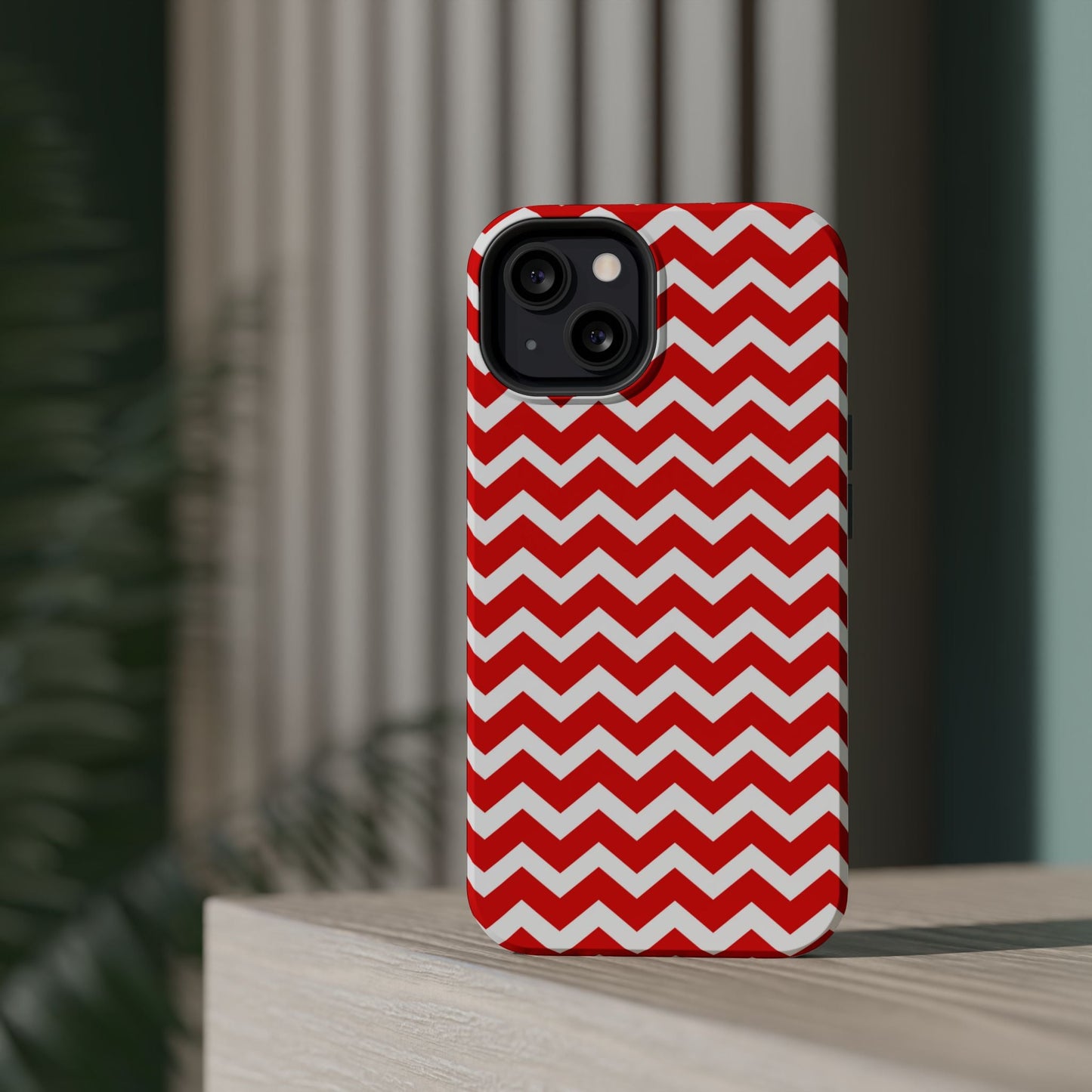 Bold Red & White Chevron – Modern Geometric MagSafe iPhone Case - BOGO Cases