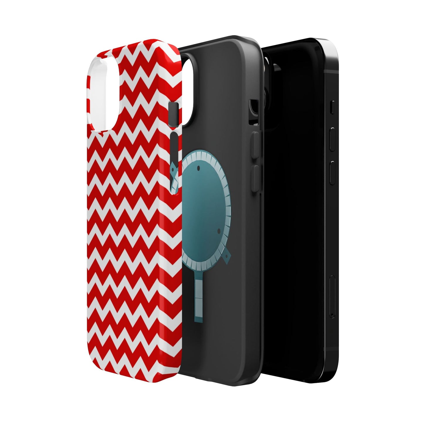 Bold Red & White Chevron – Modern Geometric MagSafe iPhone Case - BOGO Cases