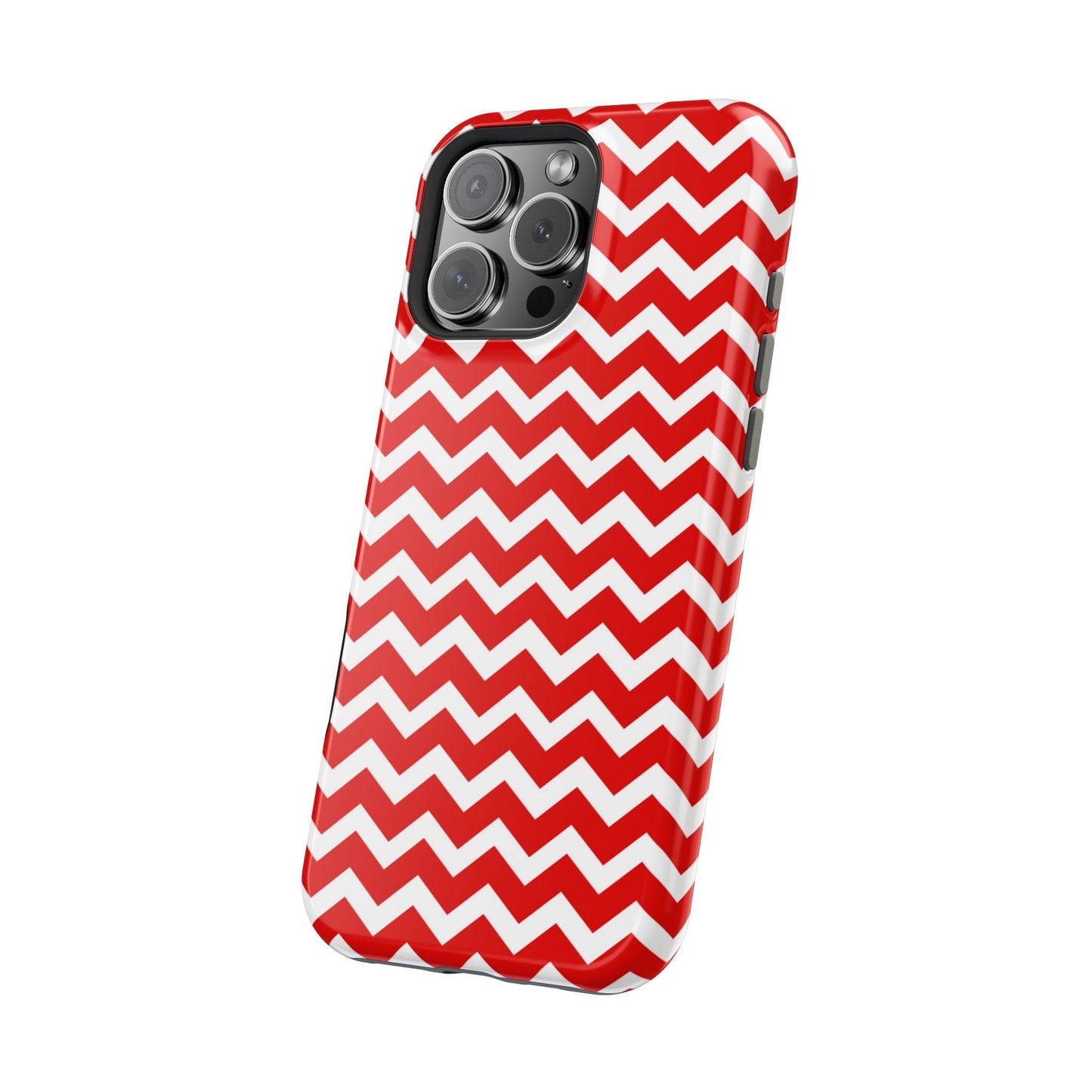 Bold Red & White Chevron – Modern Geometric MagSafe iPhone Case - BOGO Cases