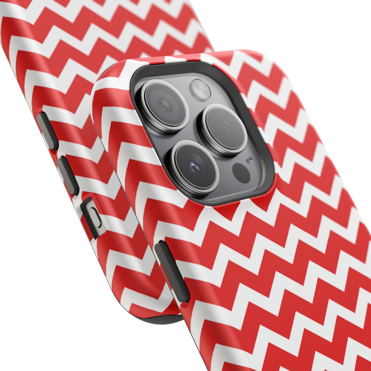 Bold Red & White Chevron – Modern Geometric MagSafe iPhone Case - BOGO Cases