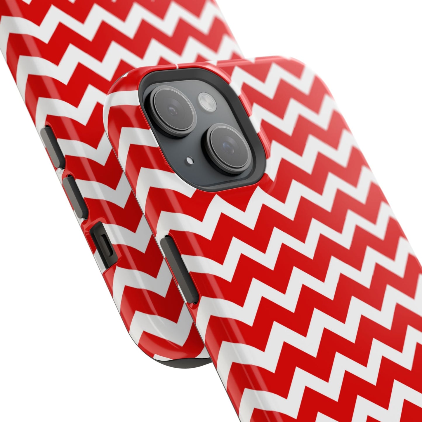 Bold Red & White Chevron – Modern Geometric MagSafe iPhone Case - BOGO Cases