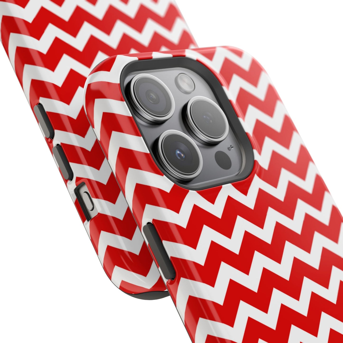Bold Red & White Chevron – Modern Geometric MagSafe iPhone Case - BOGO Cases