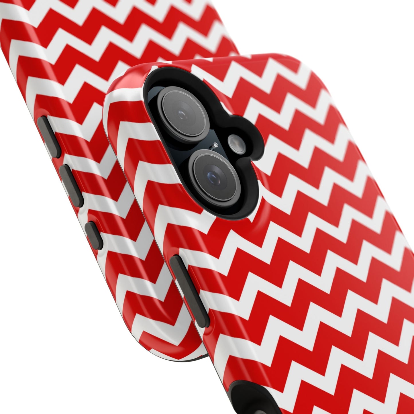 Bold Red & White Chevron – Modern Geometric MagSafe iPhone Case - BOGO Cases