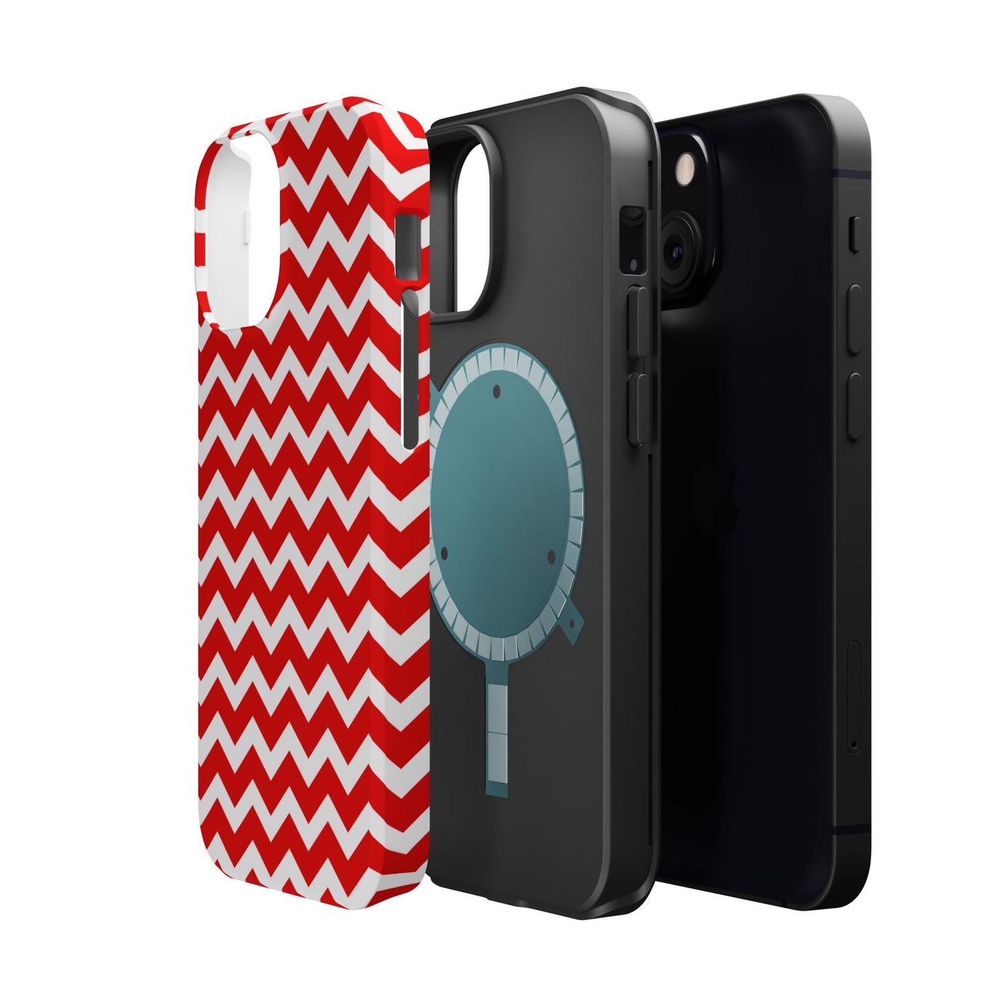 Bold Red & White Chevron – Modern Geometric MagSafe iPhone Case - BOGO Cases