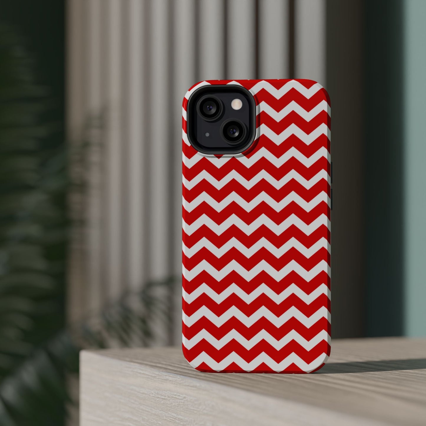 Bold Red & White Chevron – Modern Geometric MagSafe iPhone Case - BOGO Cases
