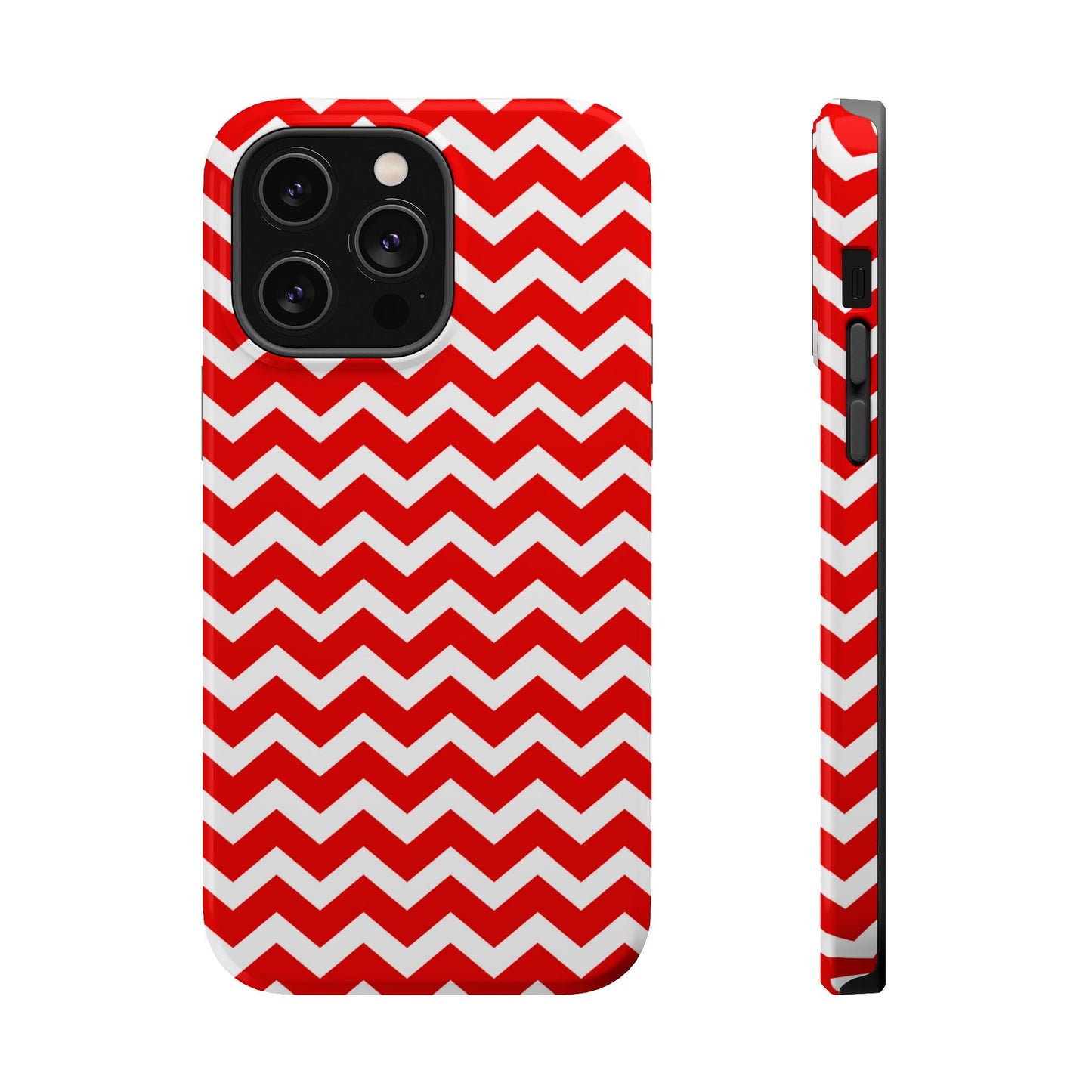 Bold Red & White Chevron – Modern Geometric MagSafe iPhone Case - BOGO Cases
