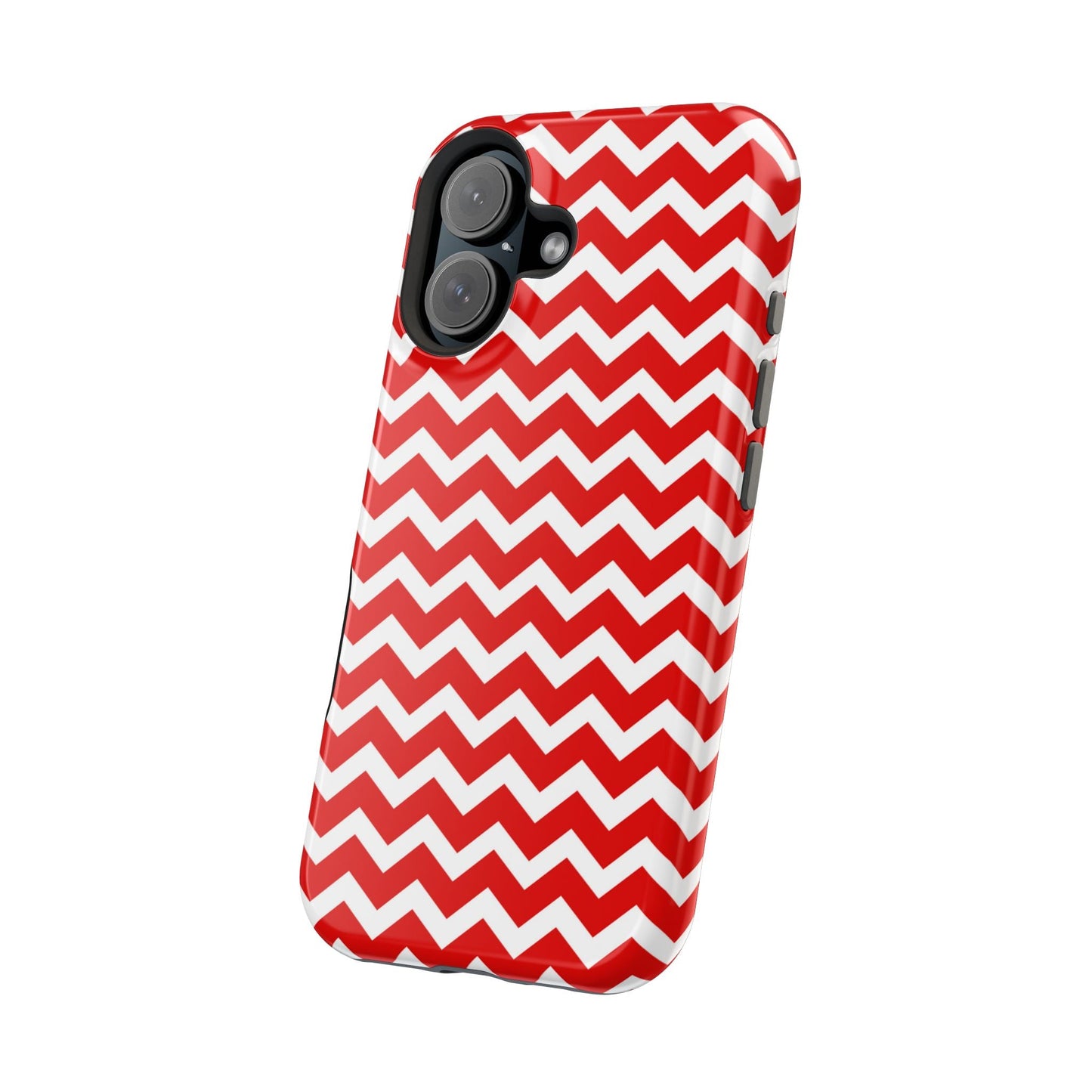 Bold Red & White Chevron – Modern Geometric MagSafe iPhone Case - BOGO Cases