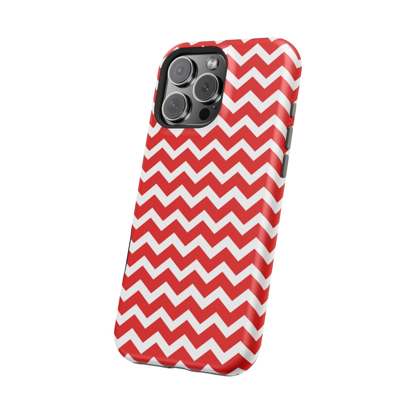 Bold Red & White Chevron – Modern Geometric MagSafe iPhone Case - BOGO Cases