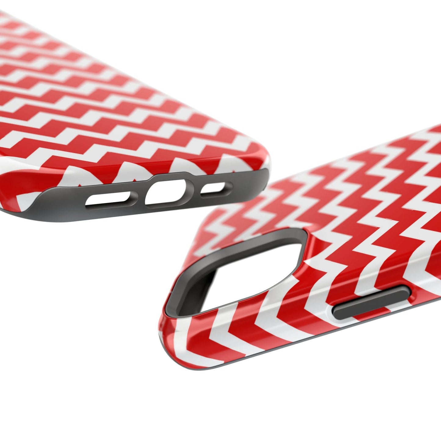 Bold Red & White Chevron – Modern Geometric MagSafe iPhone Case - BOGO Cases