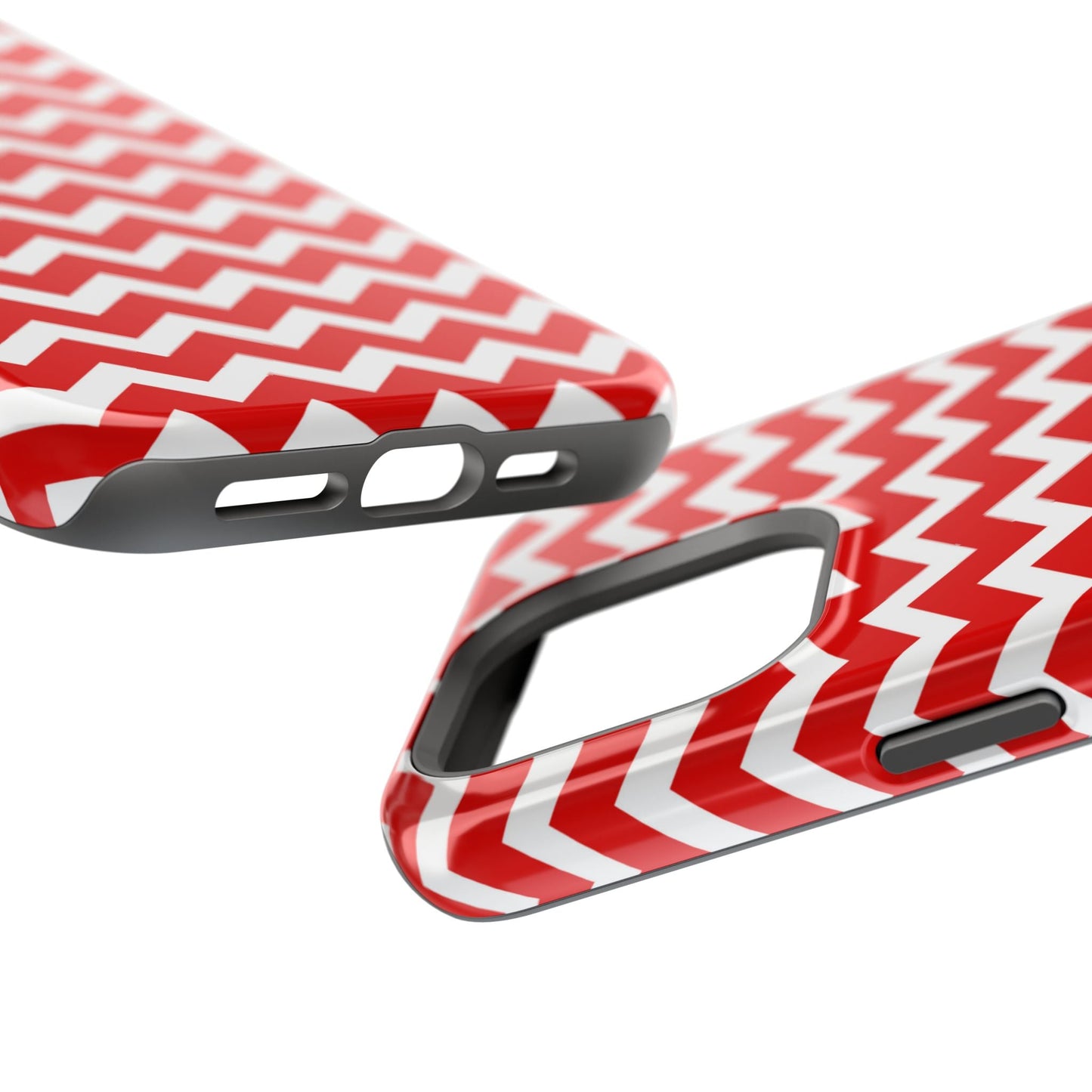 Bold Red & White Chevron – Modern Geometric MagSafe iPhone Case - BOGO Cases