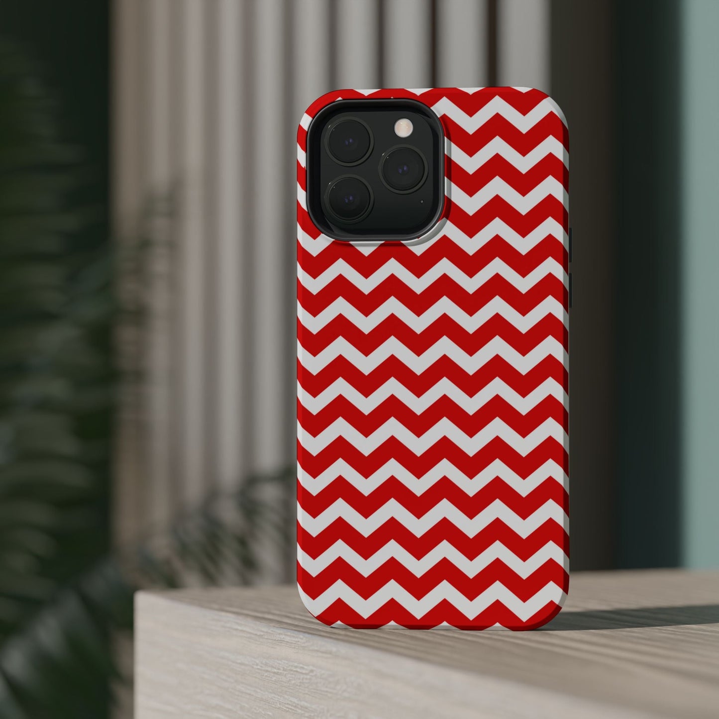 Bold Red & White Chevron – Modern Geometric MagSafe iPhone Case - BOGO Cases