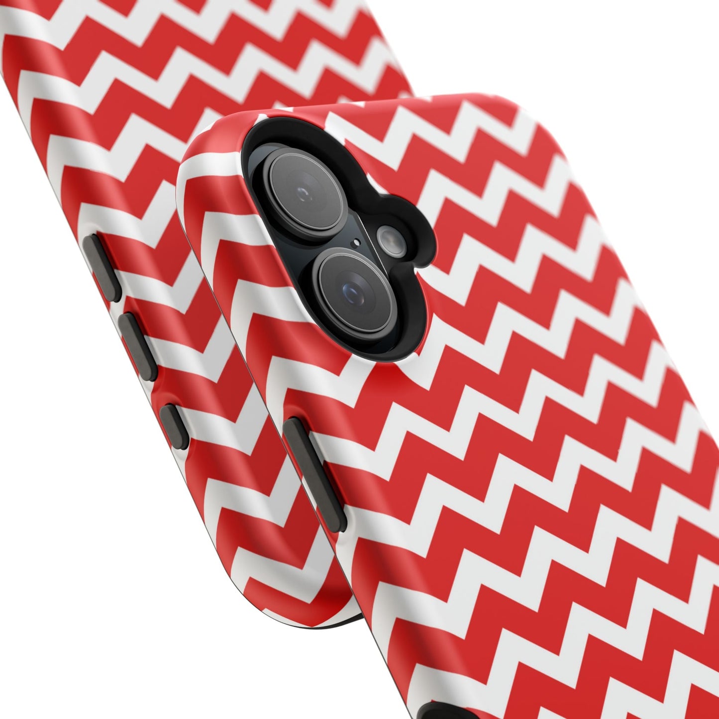 Bold Red & White Chevron – Modern Geometric MagSafe iPhone Case - BOGO Cases