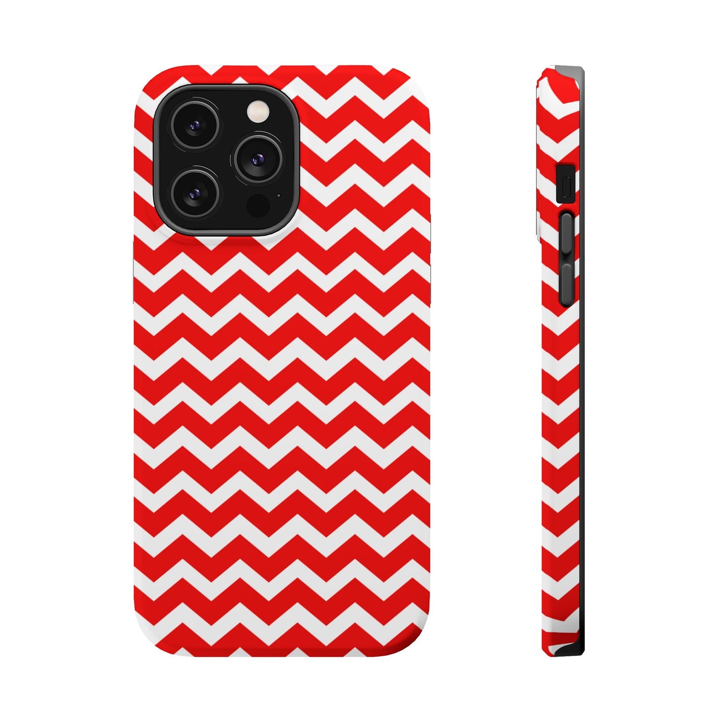 Bold Red & White Chevron – Modern Geometric MagSafe iPhone Case - BOGO Cases
