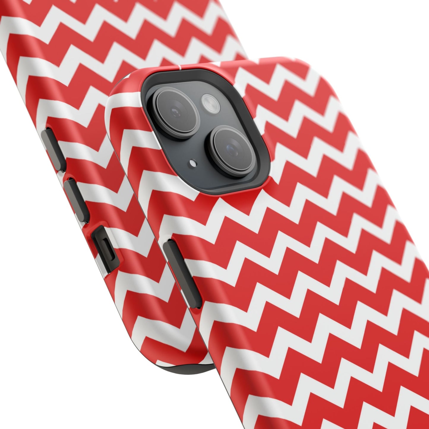 Bold Red & White Chevron – Modern Geometric MagSafe iPhone Case - BOGO Cases