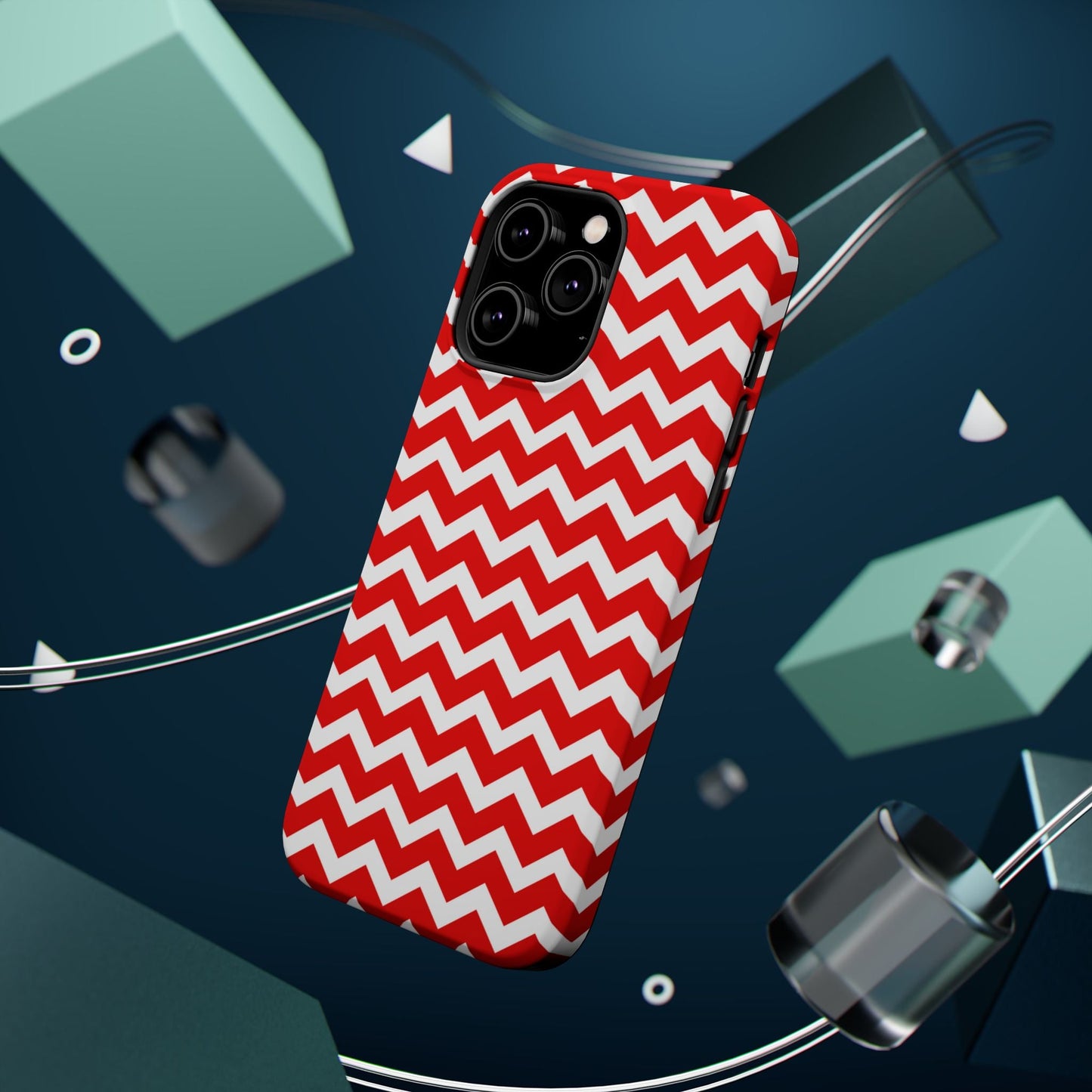 Bold Red & White Chevron – Modern Geometric MagSafe iPhone Case - BOGO Cases