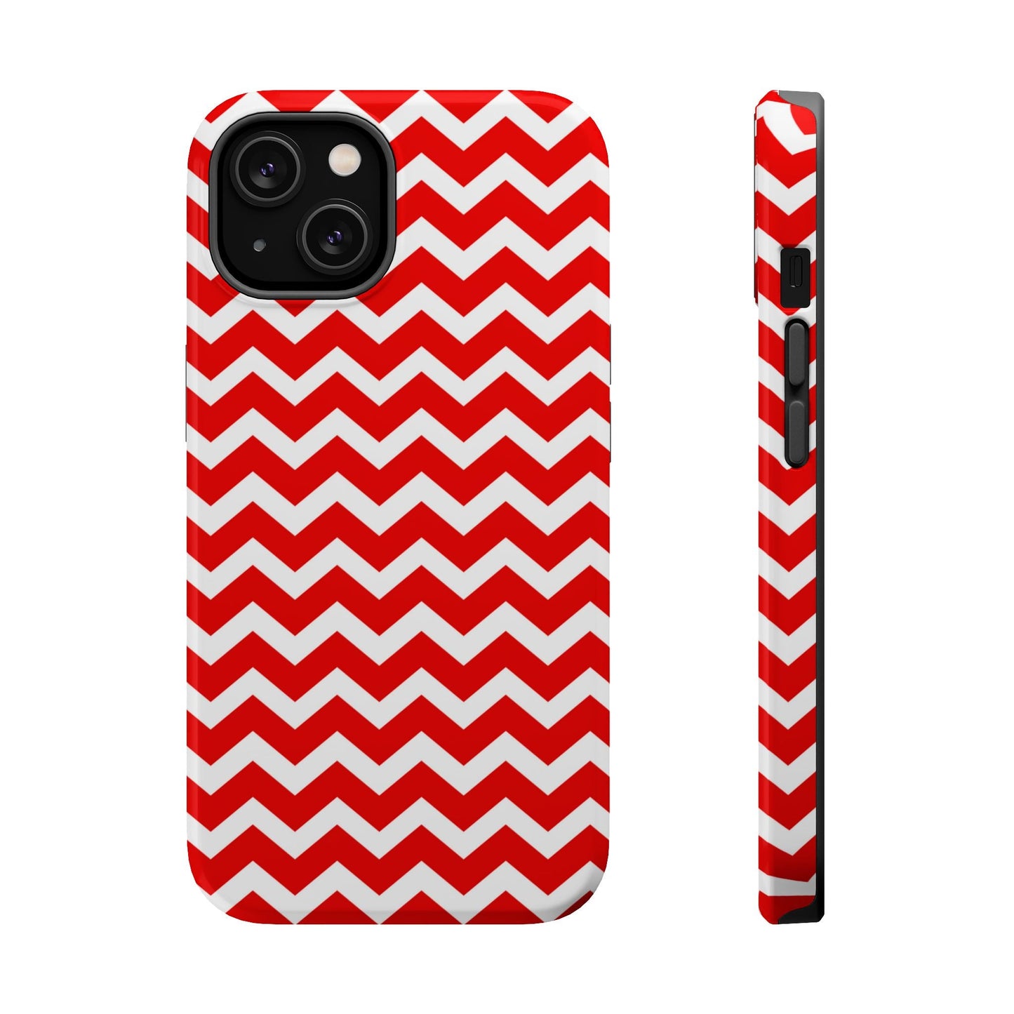 Bold Red & White Chevron – Modern Geometric MagSafe iPhone Case - BOGO Cases