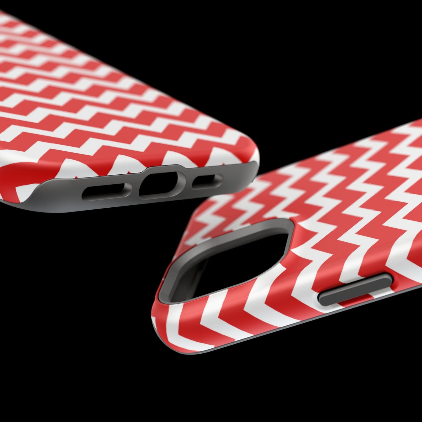 Bold Red & White Chevron – Modern Geometric MagSafe iPhone Case - BOGO Cases