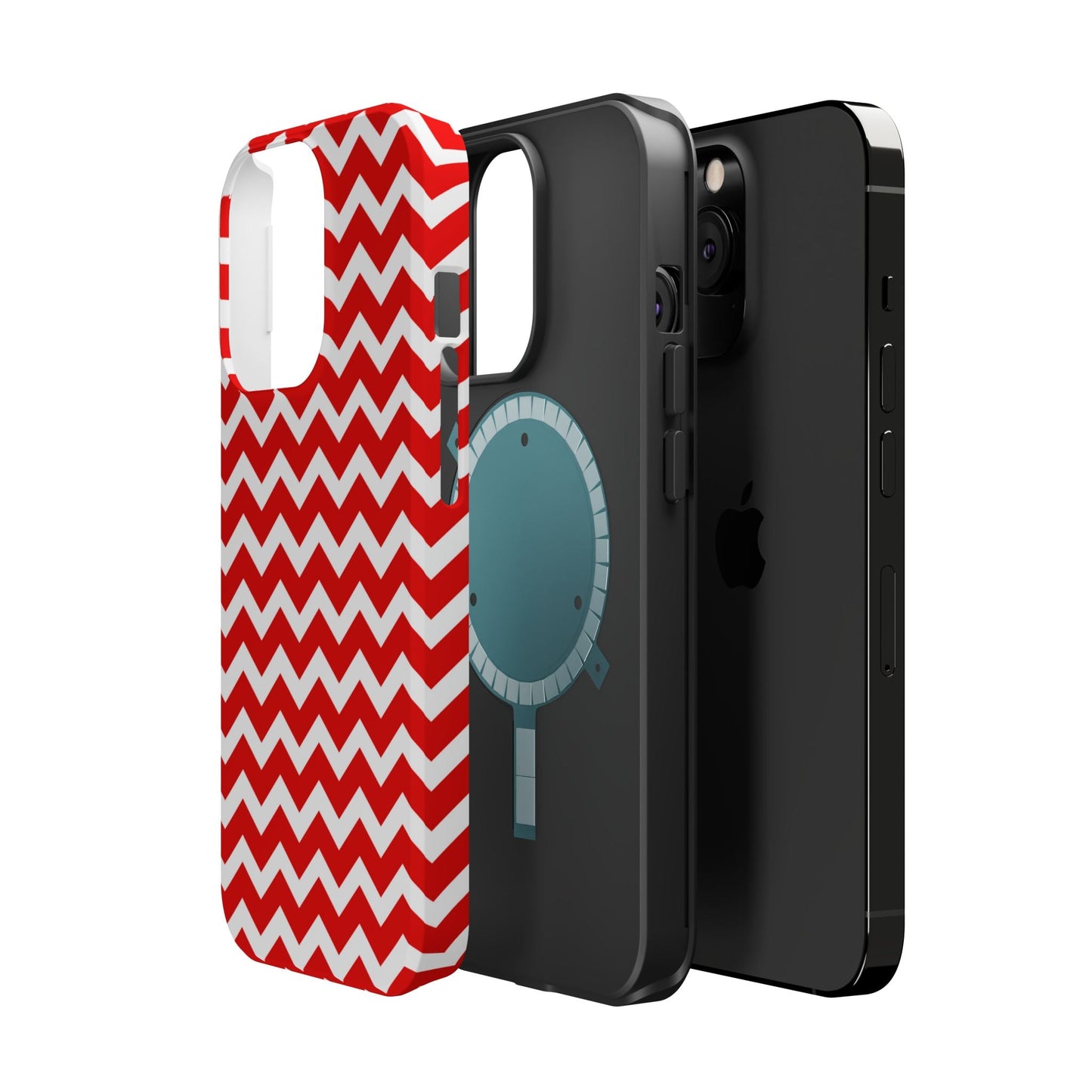 Bold Red & White Chevron – Modern Geometric MagSafe iPhone Case - BOGO Cases