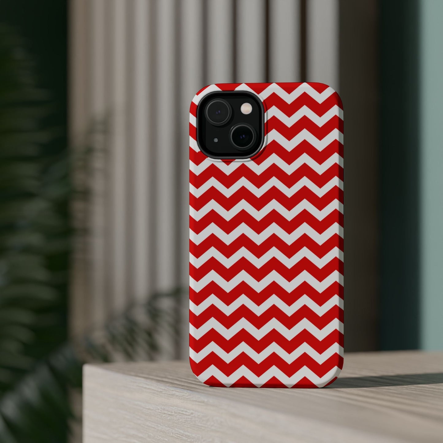 Bold Red & White Chevron – Modern Geometric MagSafe iPhone Case - BOGO Cases