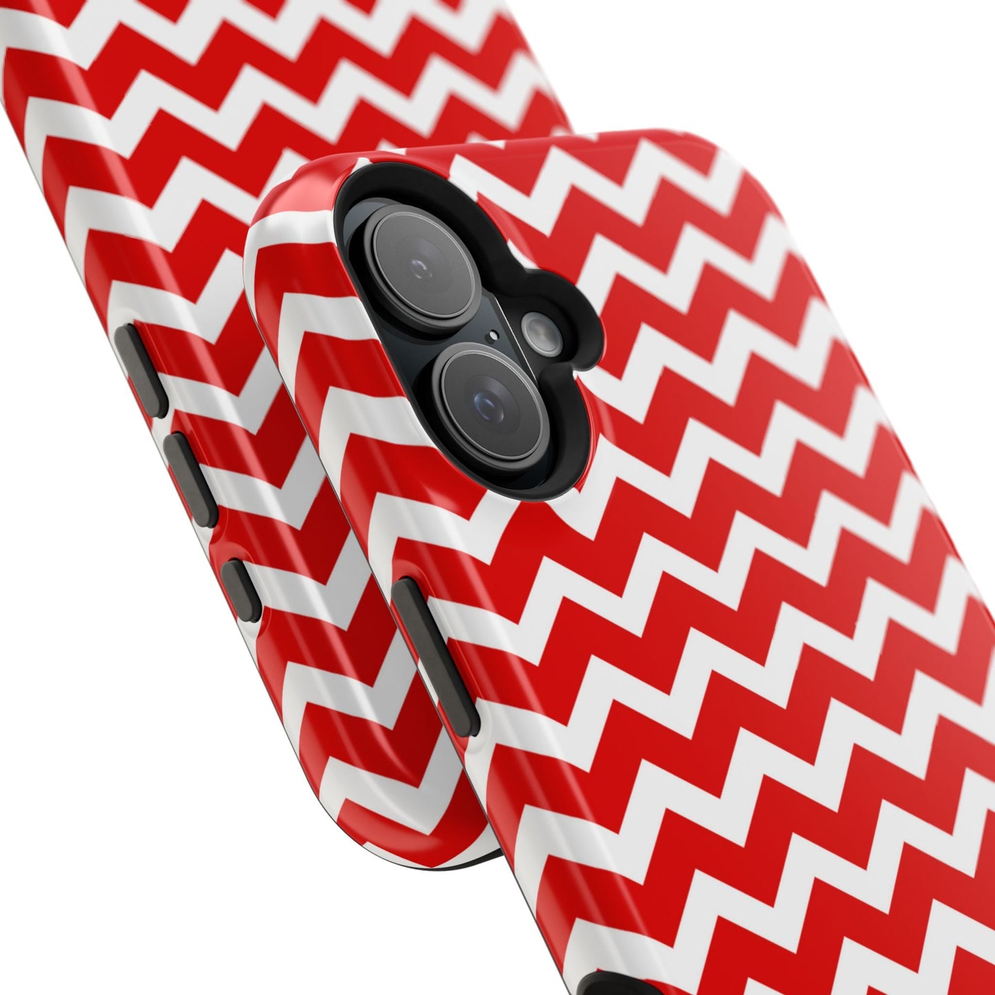 Bold Red & White Chevron – Modern Geometric MagSafe iPhone Case - BOGO Cases