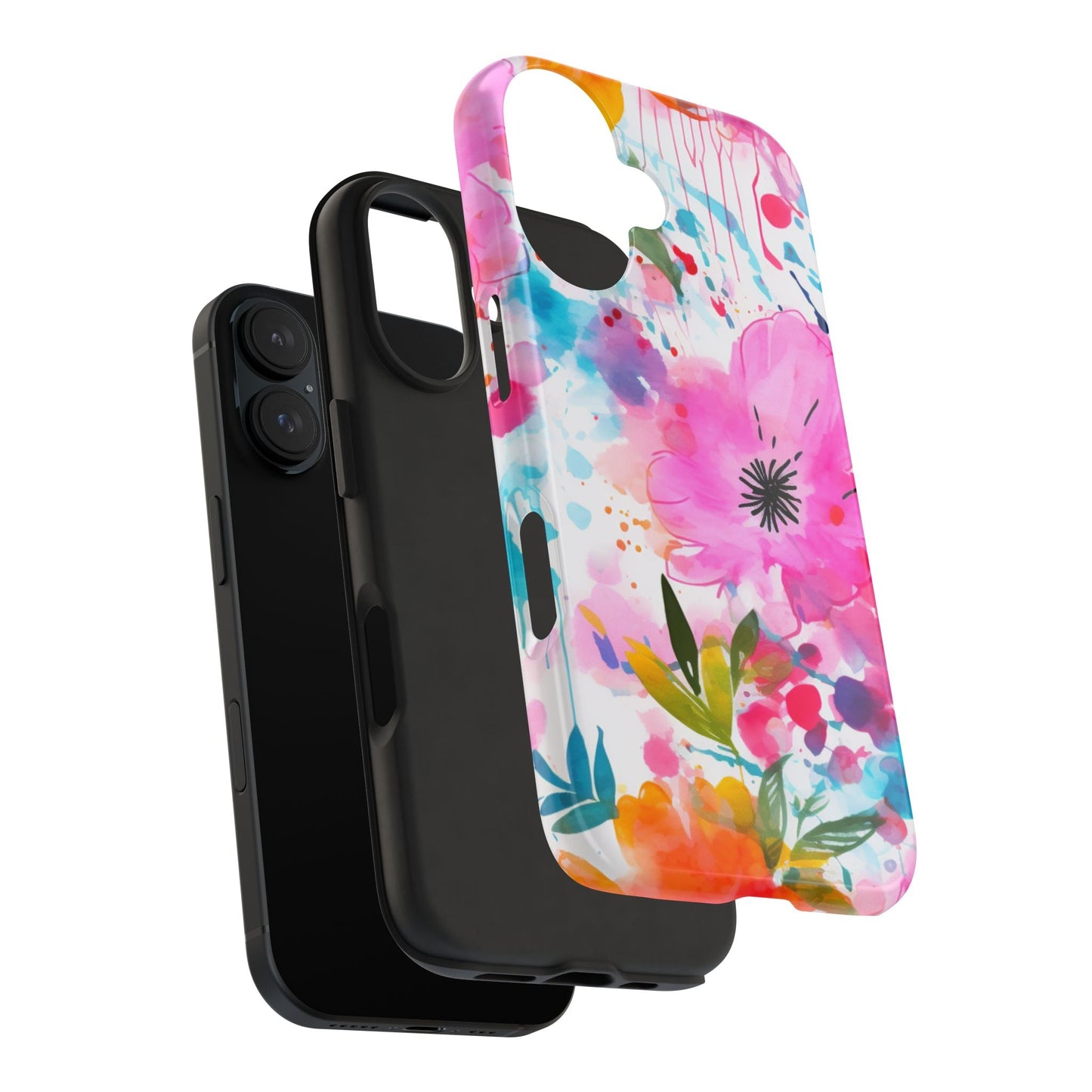 Color Splash Pink & Orange Watercolor Floral - iPhone Case - BOGO Cases
