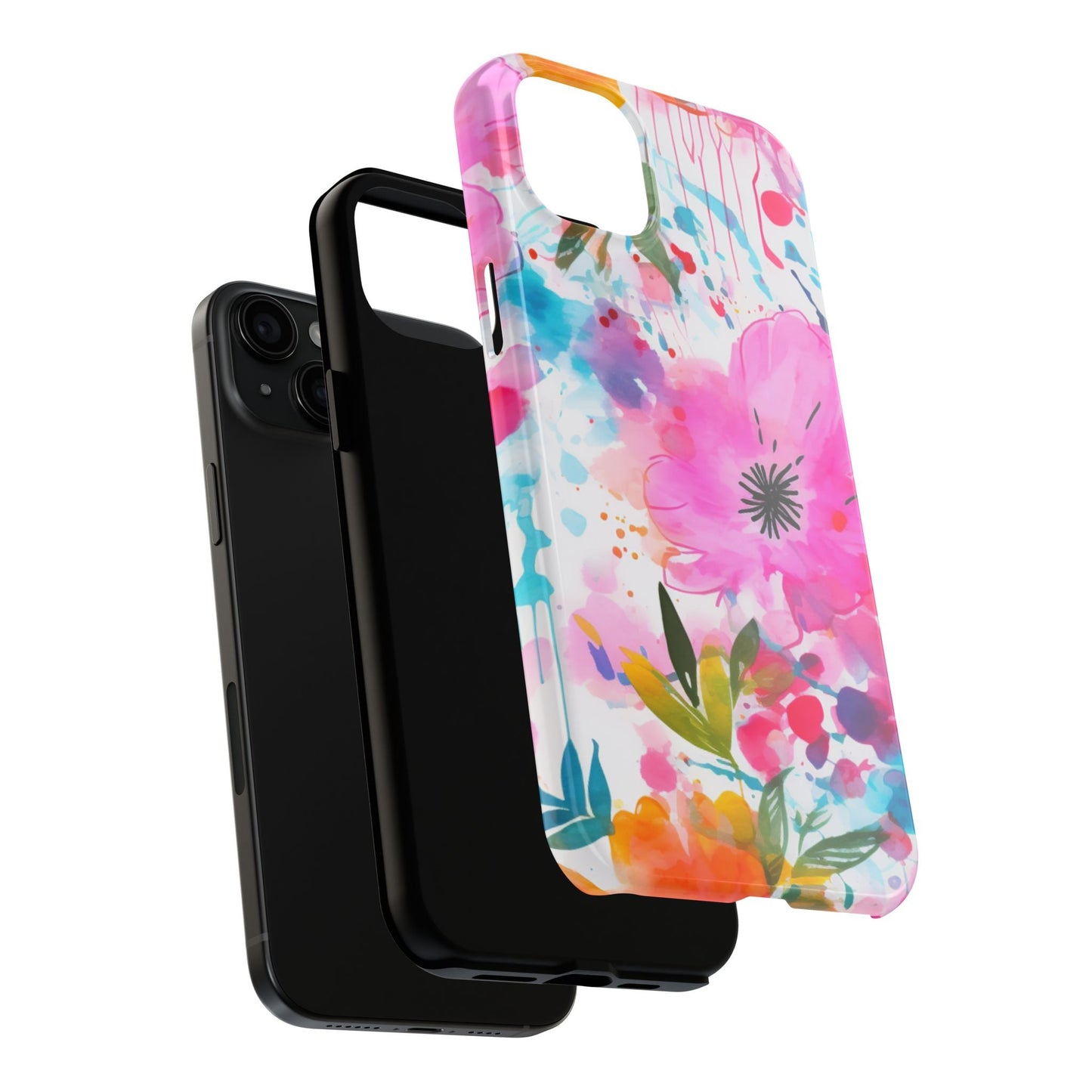 Color Splash Pink & Orange Watercolor Floral - iPhone Case - BOGO Cases