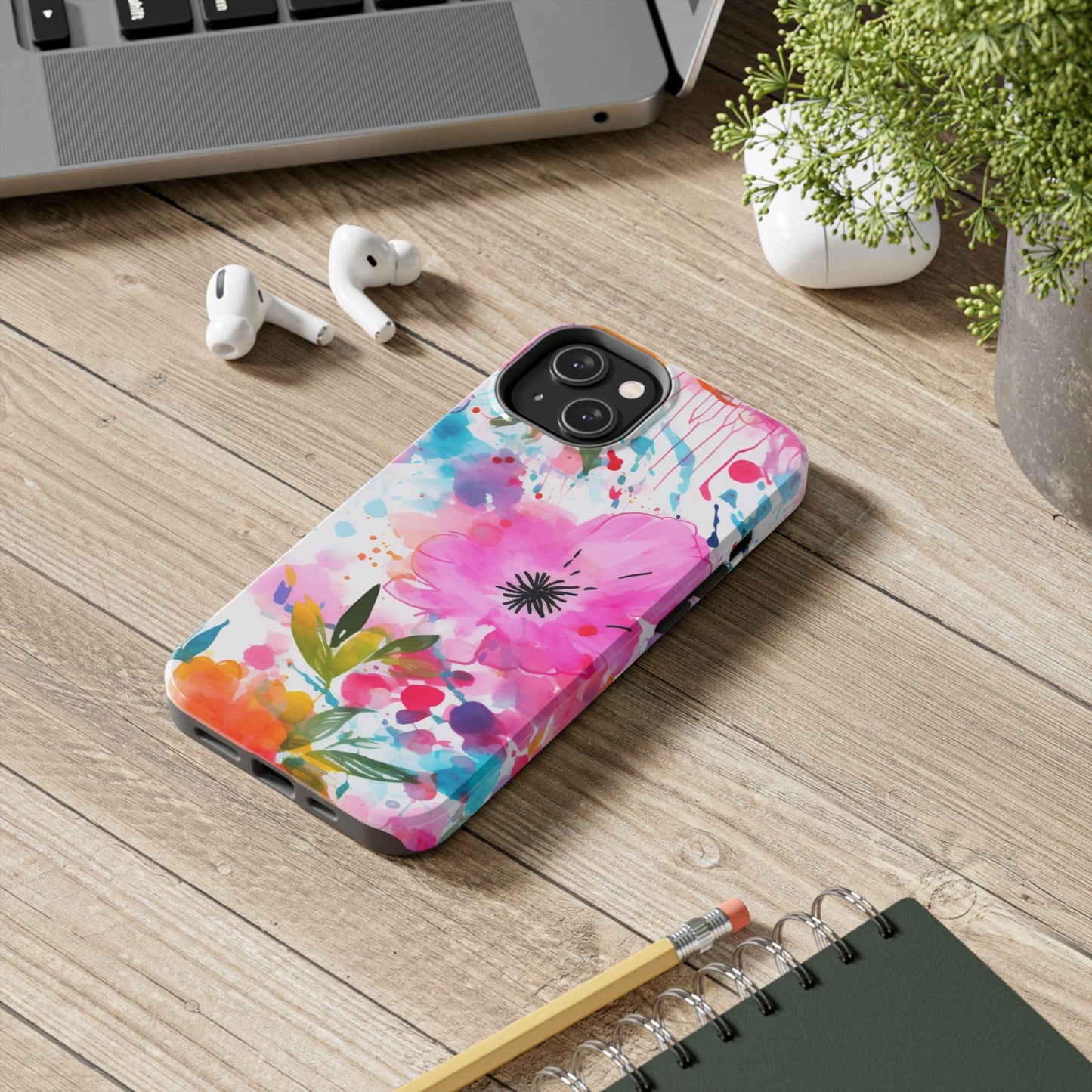 Color Splash Pink & Orange Watercolor Floral - iPhone Case - BOGO Cases