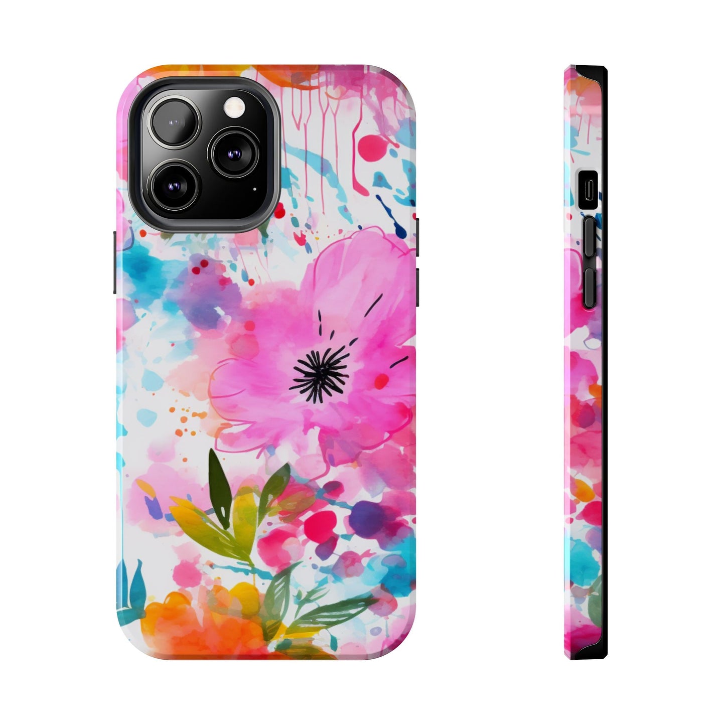 Color Splash Pink & Orange Watercolor Floral - iPhone Case - BOGO Cases