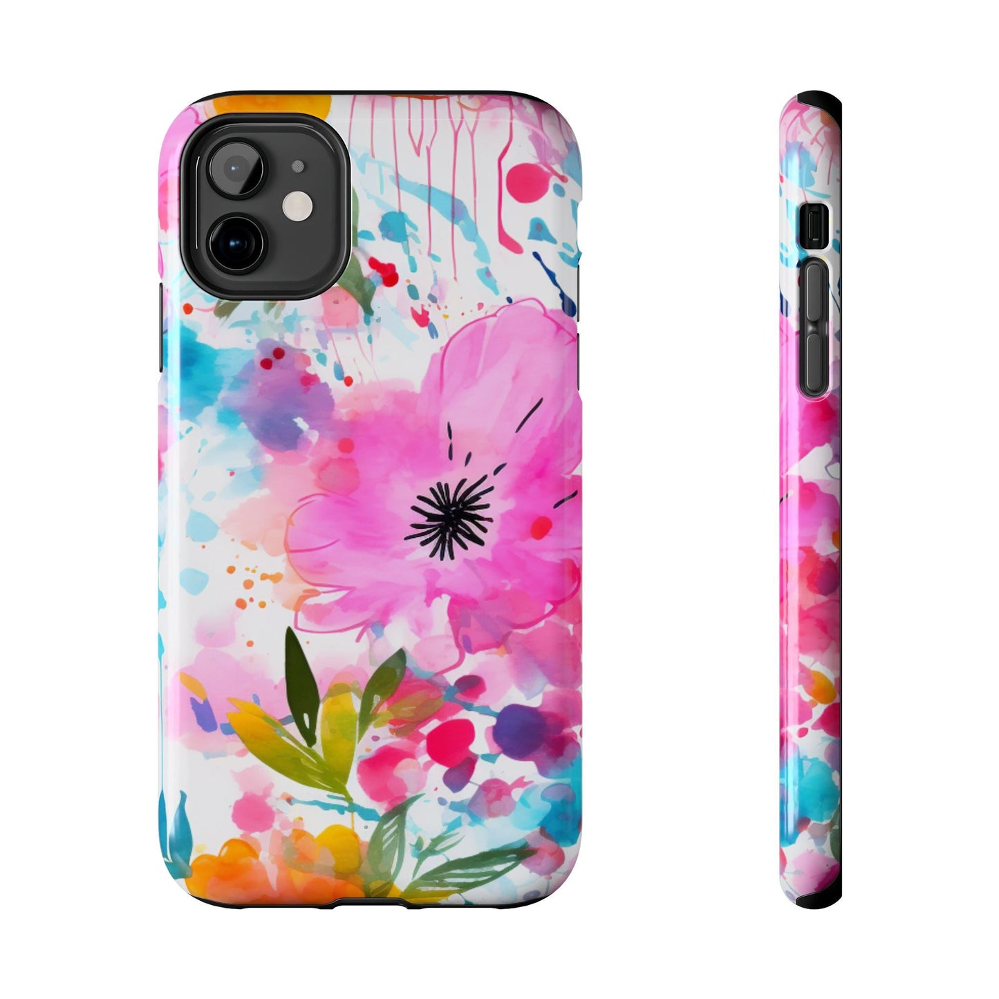 Color Splash Pink & Orange Watercolor Floral - iPhone Case - BOGO Cases