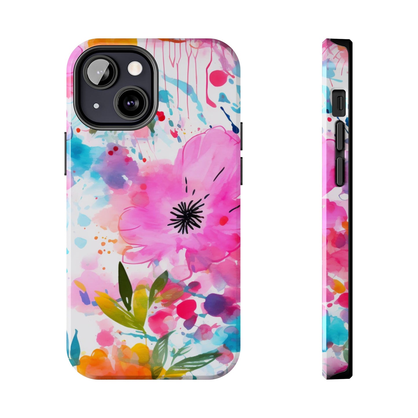 Color Splash Pink & Orange Watercolor Floral - iPhone Case - BOGO Cases