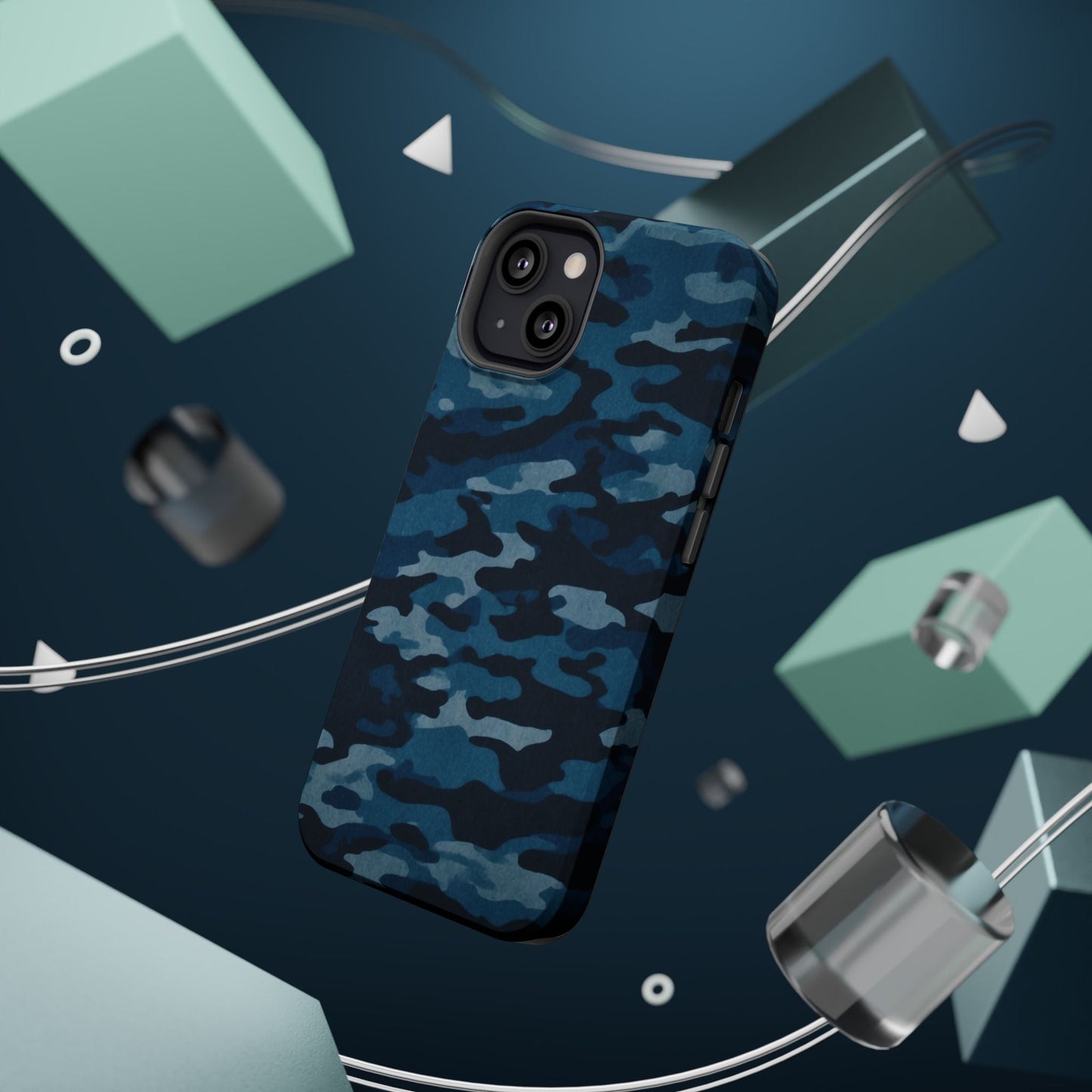 Dark Blue Camouflage – MagSafe iPhone Case with Modern Rugged Style - BOGO Cases