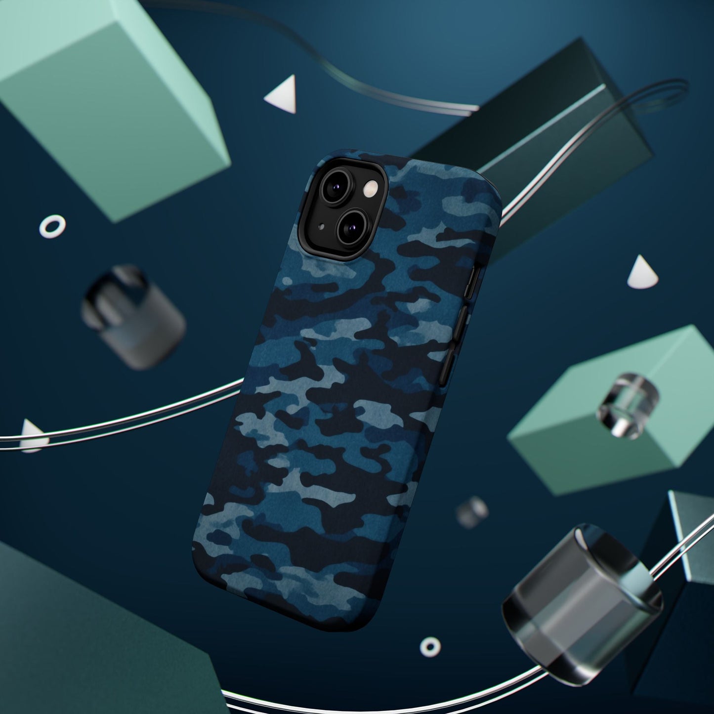 Dark Blue Camouflage – MagSafe iPhone Case with Modern Rugged Style - BOGO Cases