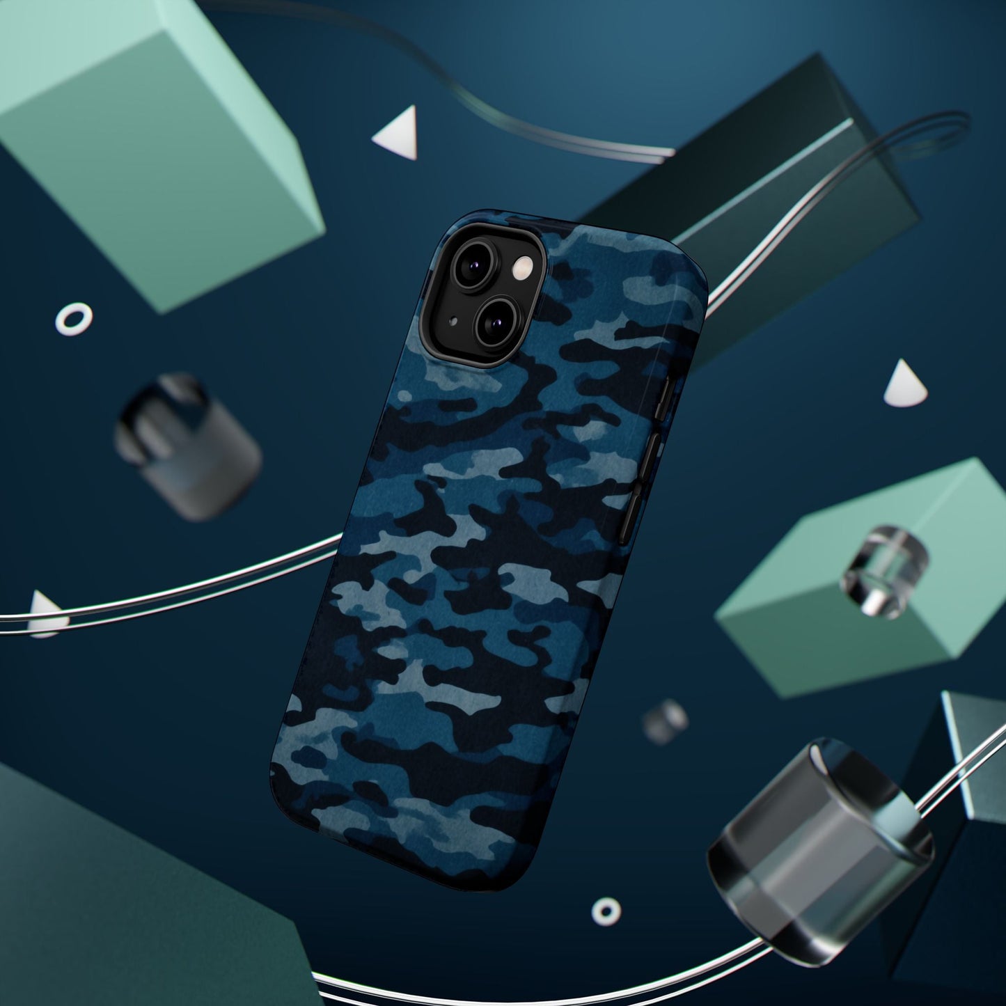 Dark Blue Camouflage – MagSafe iPhone Case with Modern Rugged Style - BOGO Cases